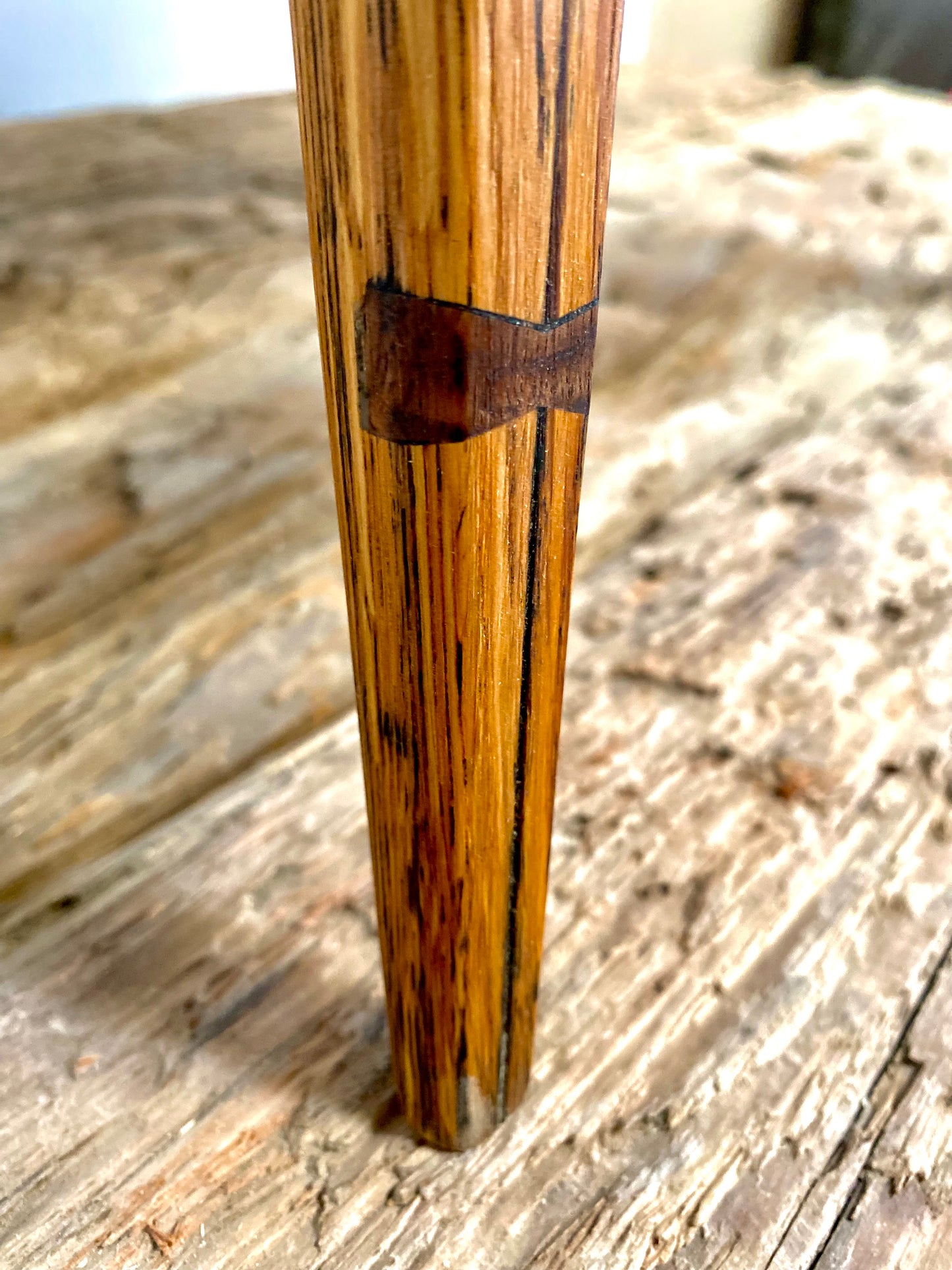 Modern rustic mid-century coffee or side table with traditional joinery and natural grain surface texture