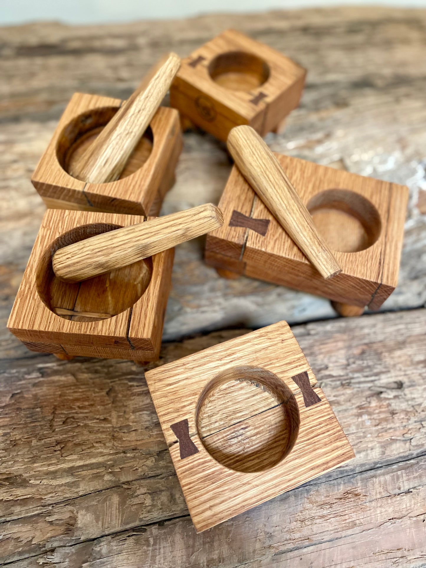 Rustic Wooden Salt and Pepper Pestle and Mortar Grinder