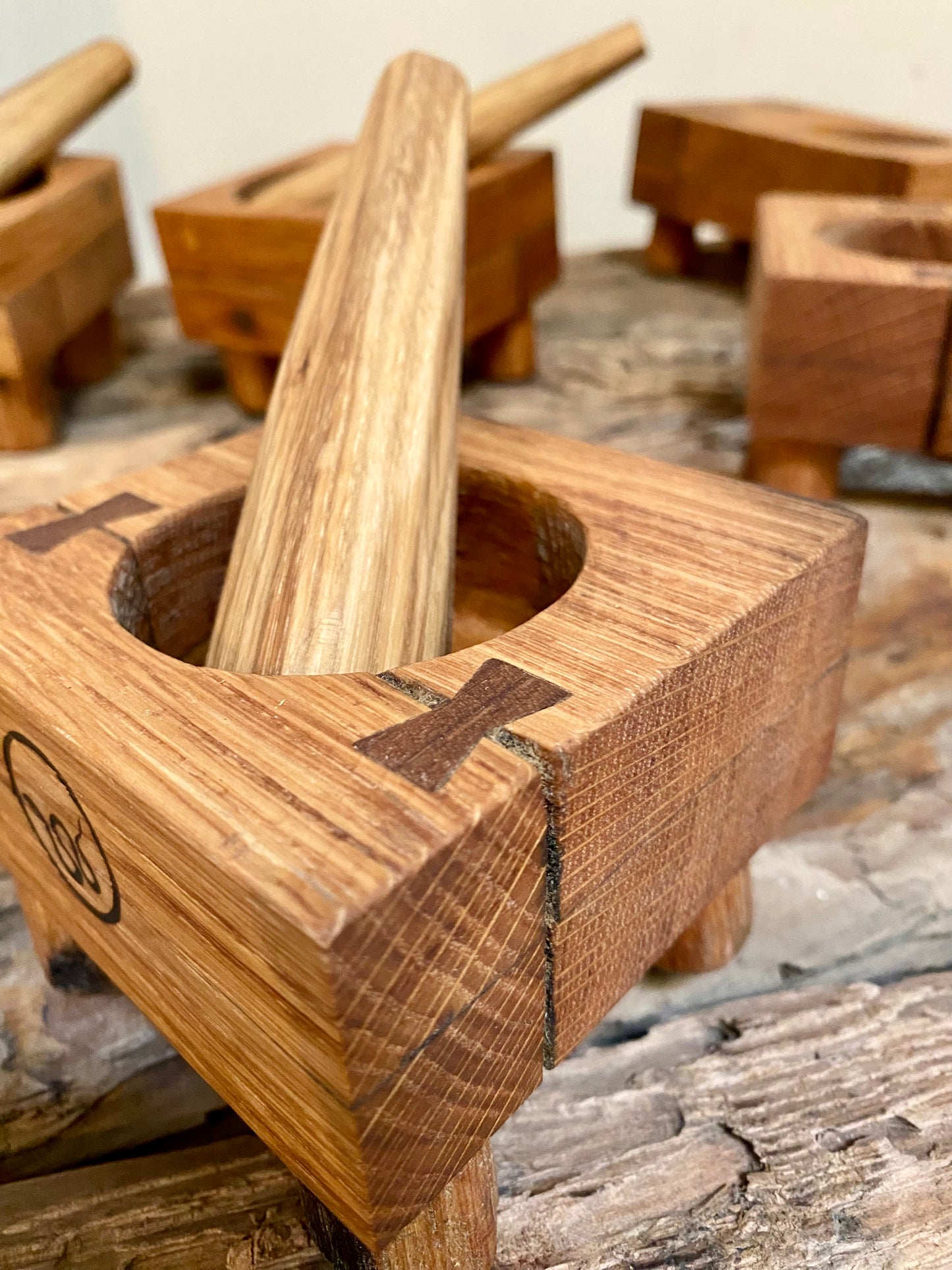 Rustic Wooden Salt and Pepper Pestle and Mortar Grinder