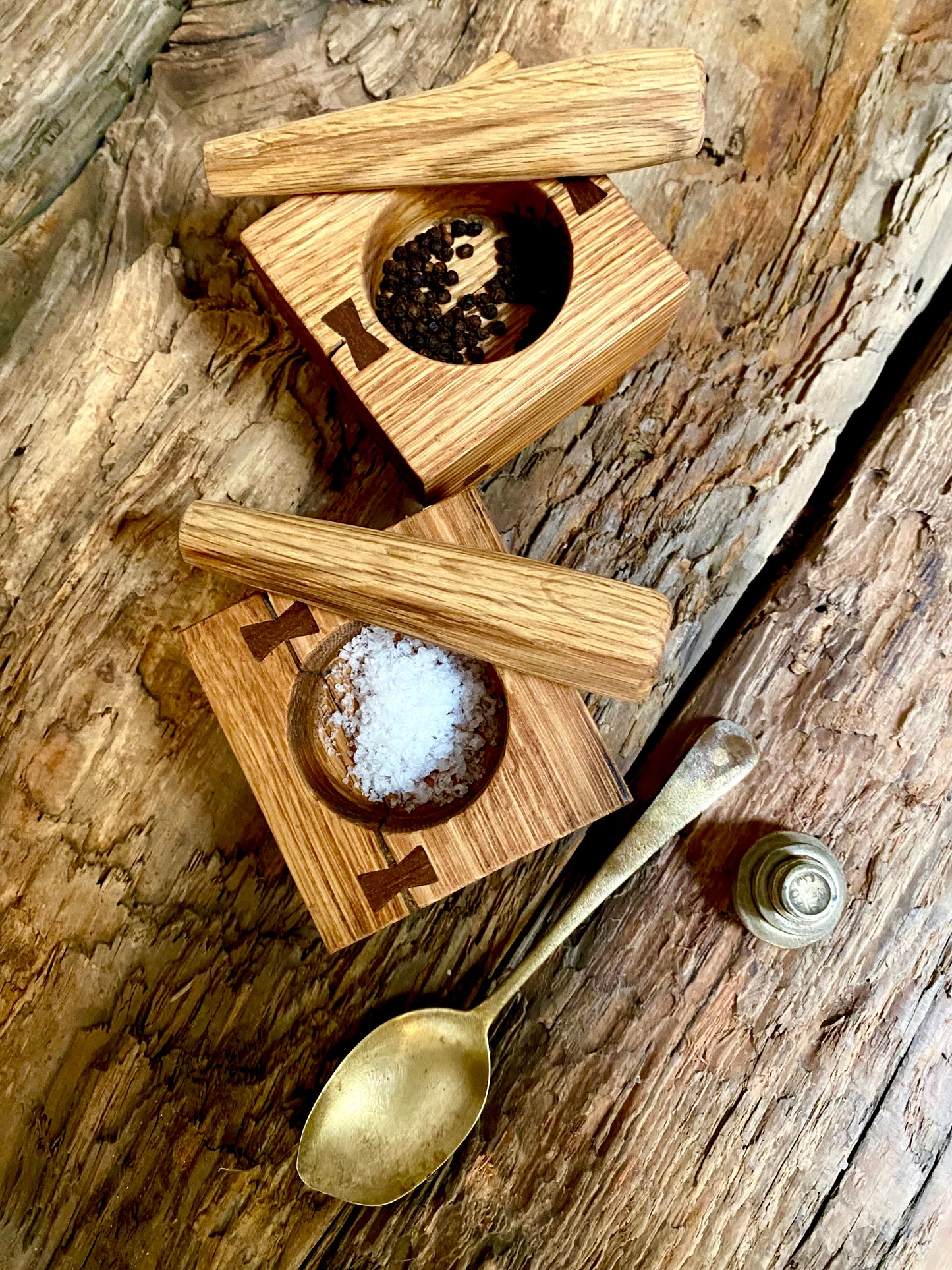 Rustic Wooden Salt and Pepper Pestle and Mortar Grinder