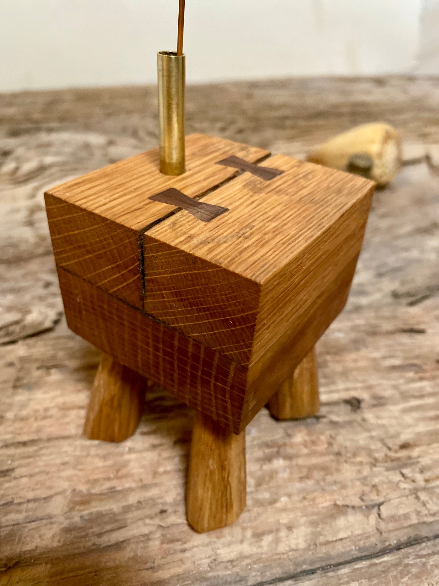 Rustic Wooden Incense Stick Holder