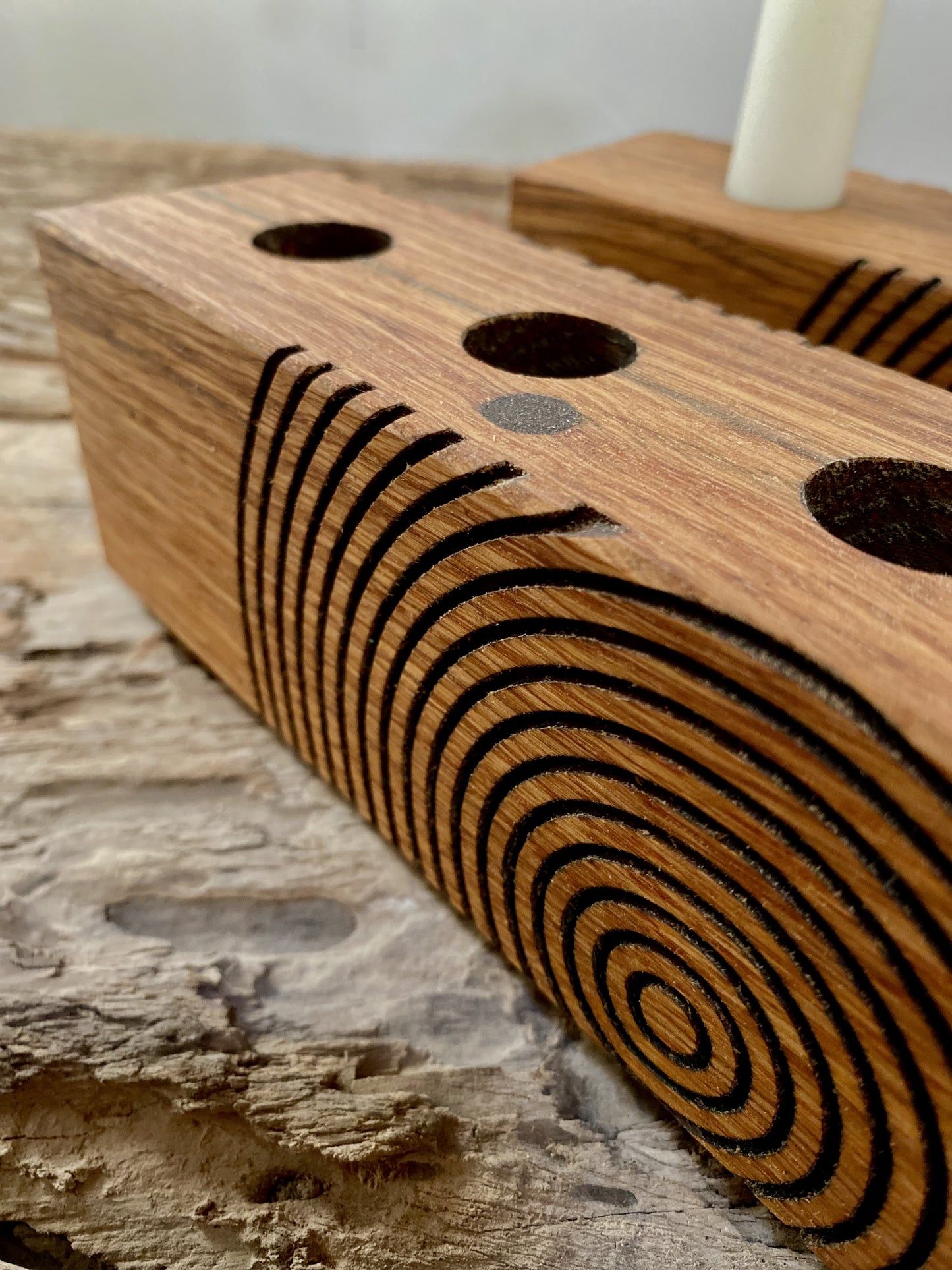 Modern Geometric Candle Holder in Reclaimed Oak