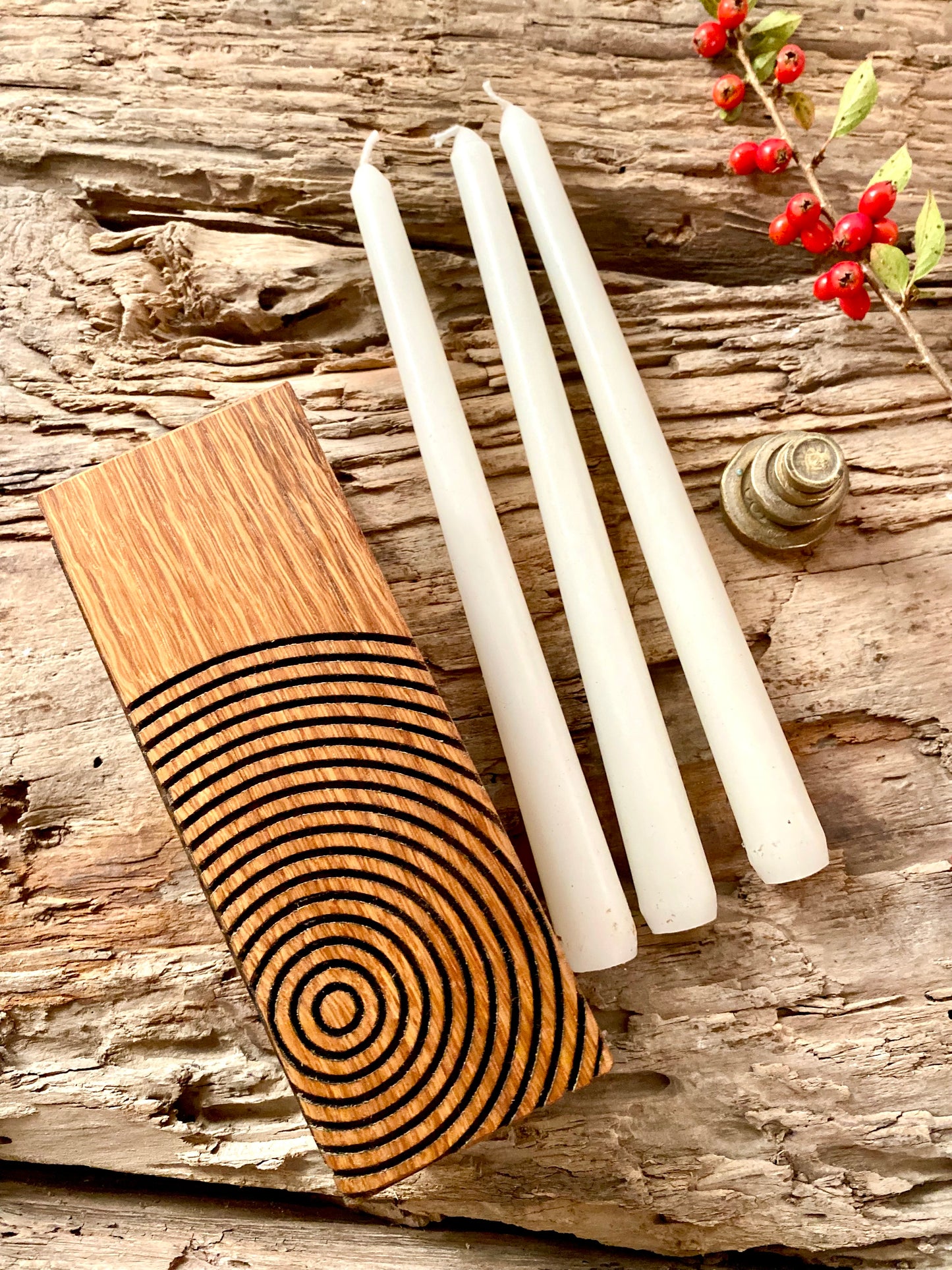 Modern Geometric Candle Holder in Reclaimed Oak