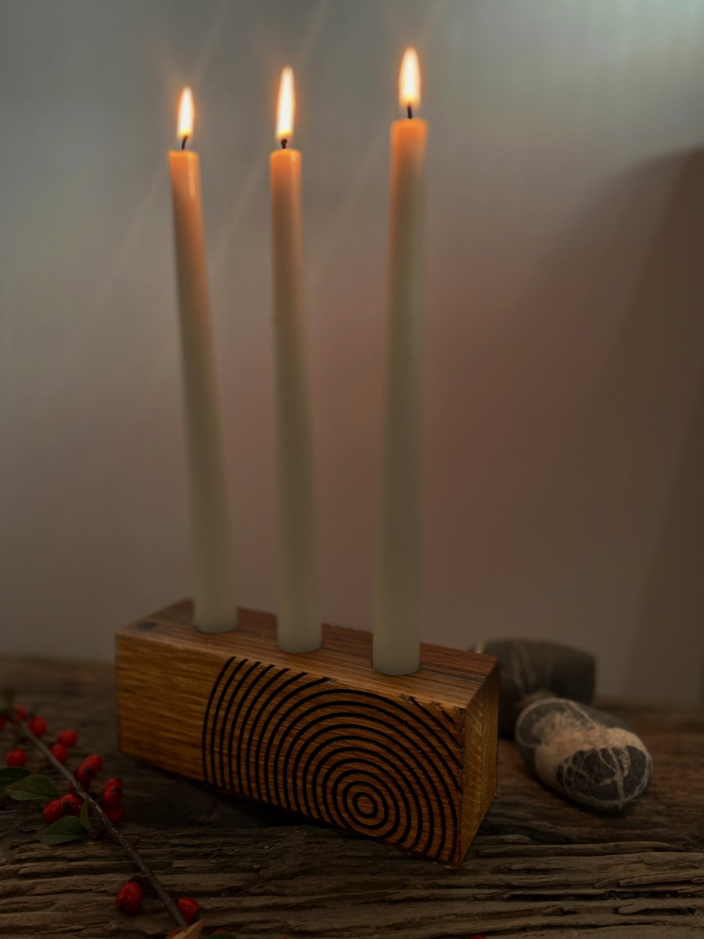 Modern Geometric Candle Holder in Reclaimed Oak