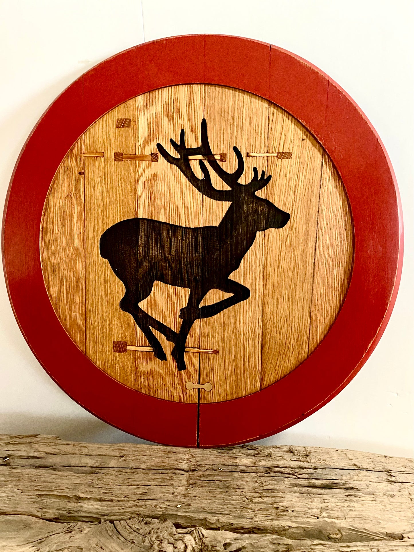 Rustic Oak Wall Art Road Sign - Stag