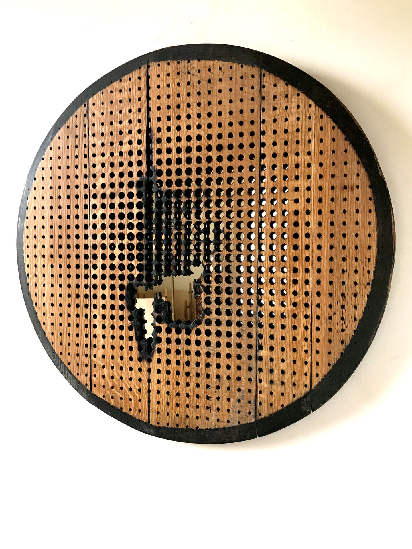 Rustic Charred Geometric Wall Mirror