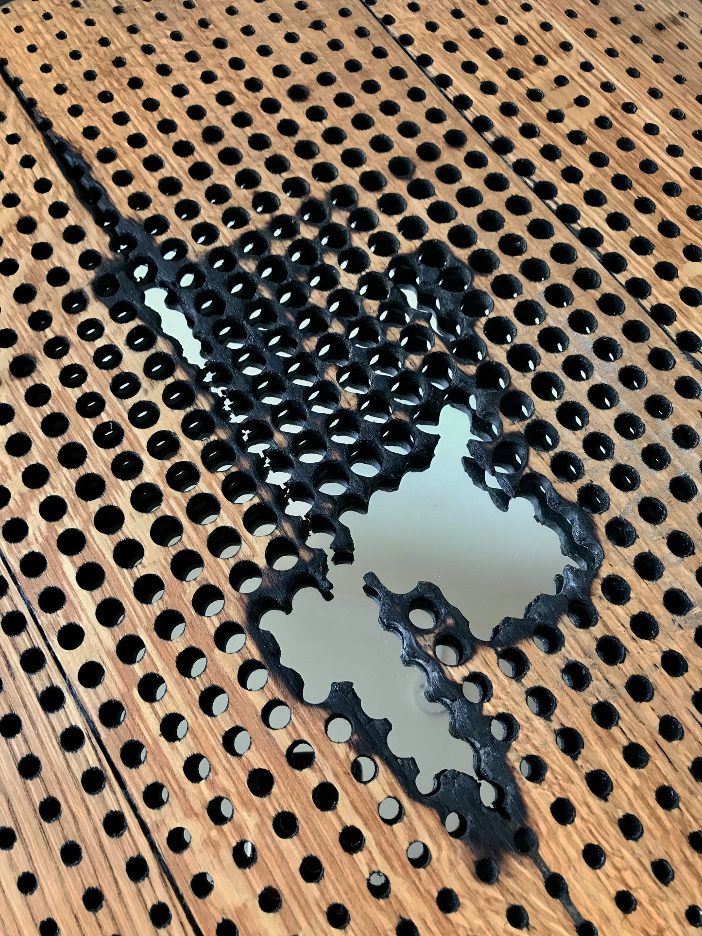 Rustic Charred Geometric Wall Mirror