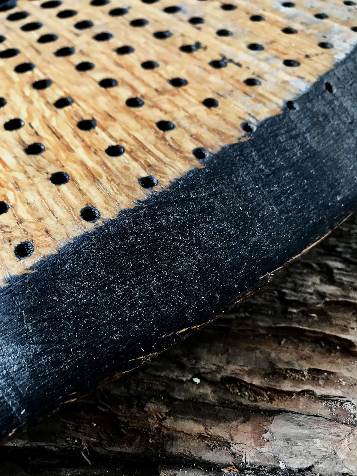 Rustic Charred Geometric Wall Mirror