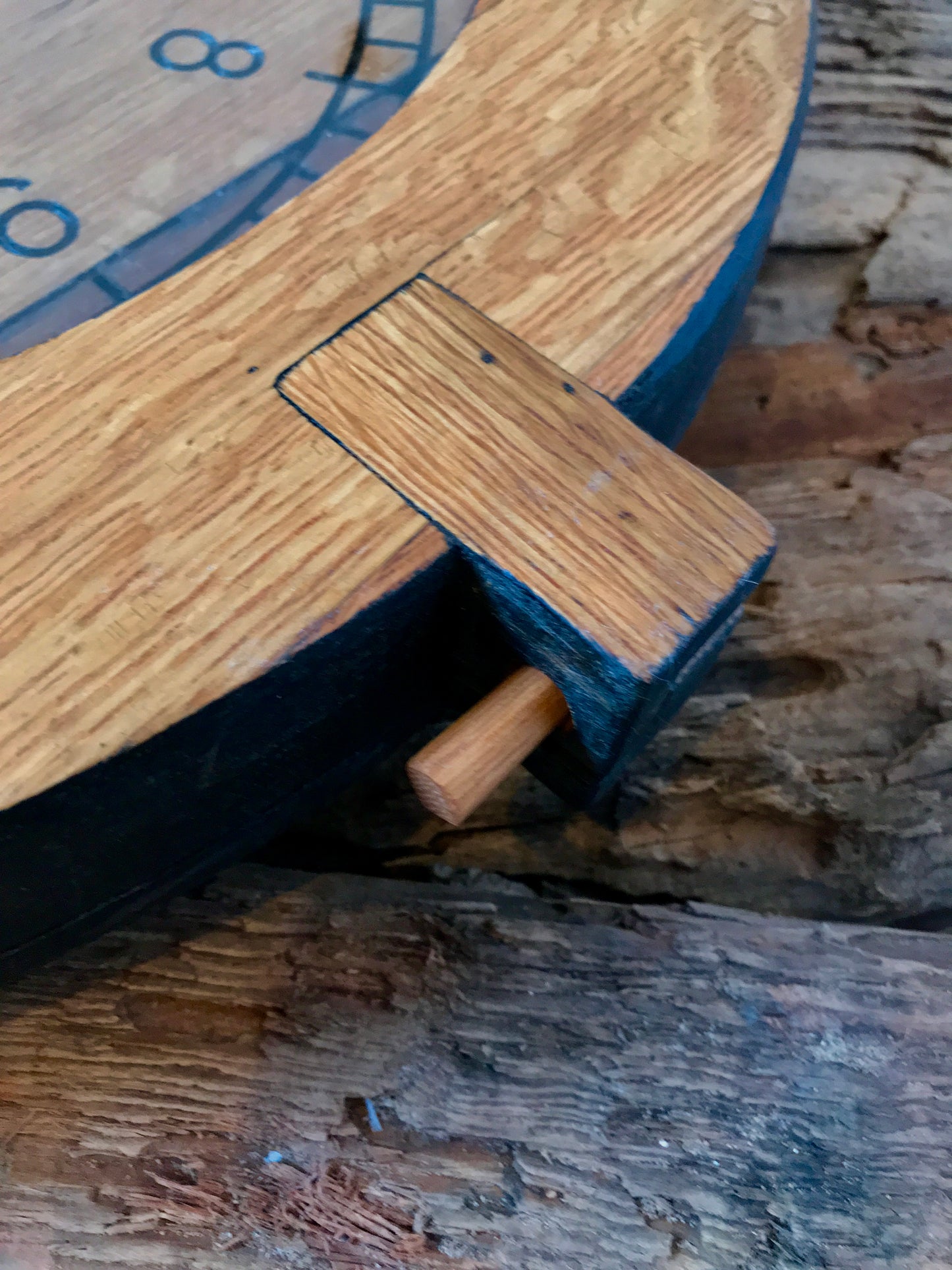 Hinge detail showing rustic texture