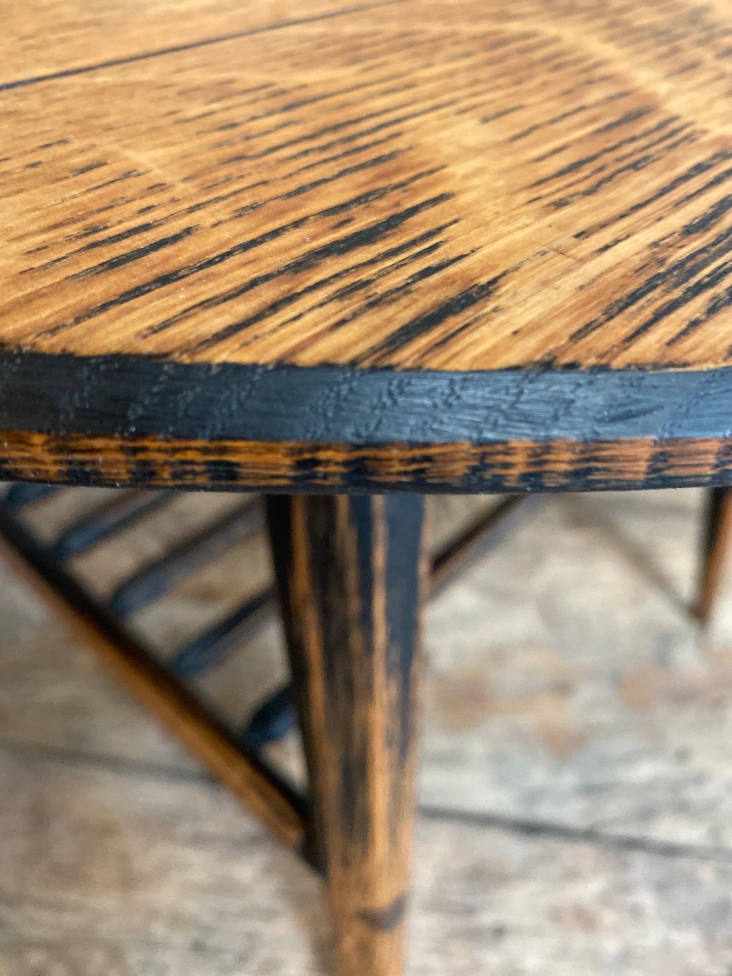 Detail of modern rustic coffee table with natural oak surface texture