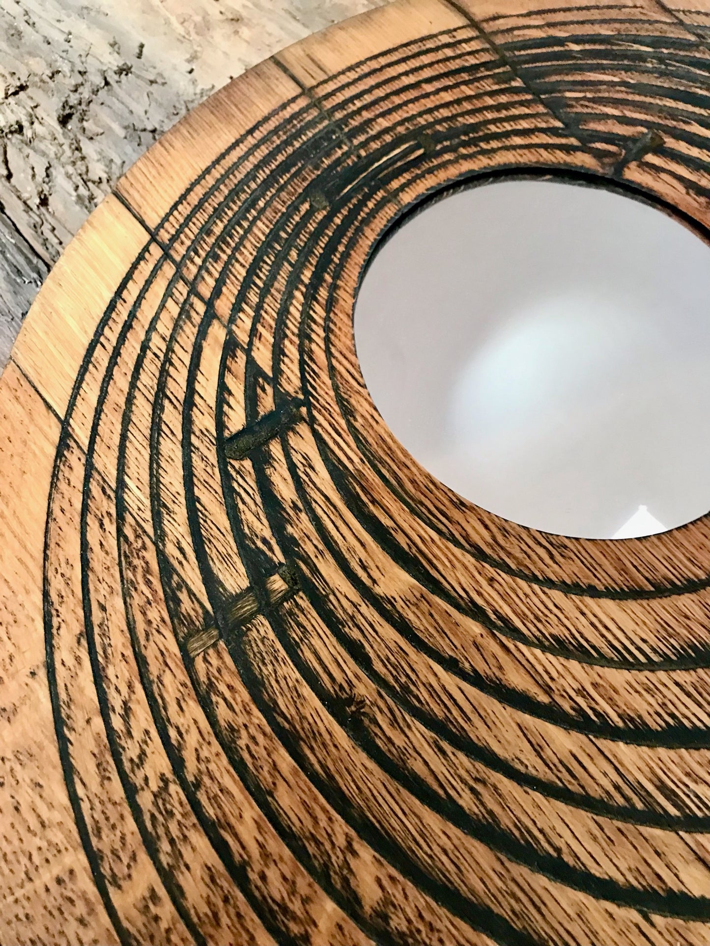 Large Rustic Oak Living Room Wall Mirror