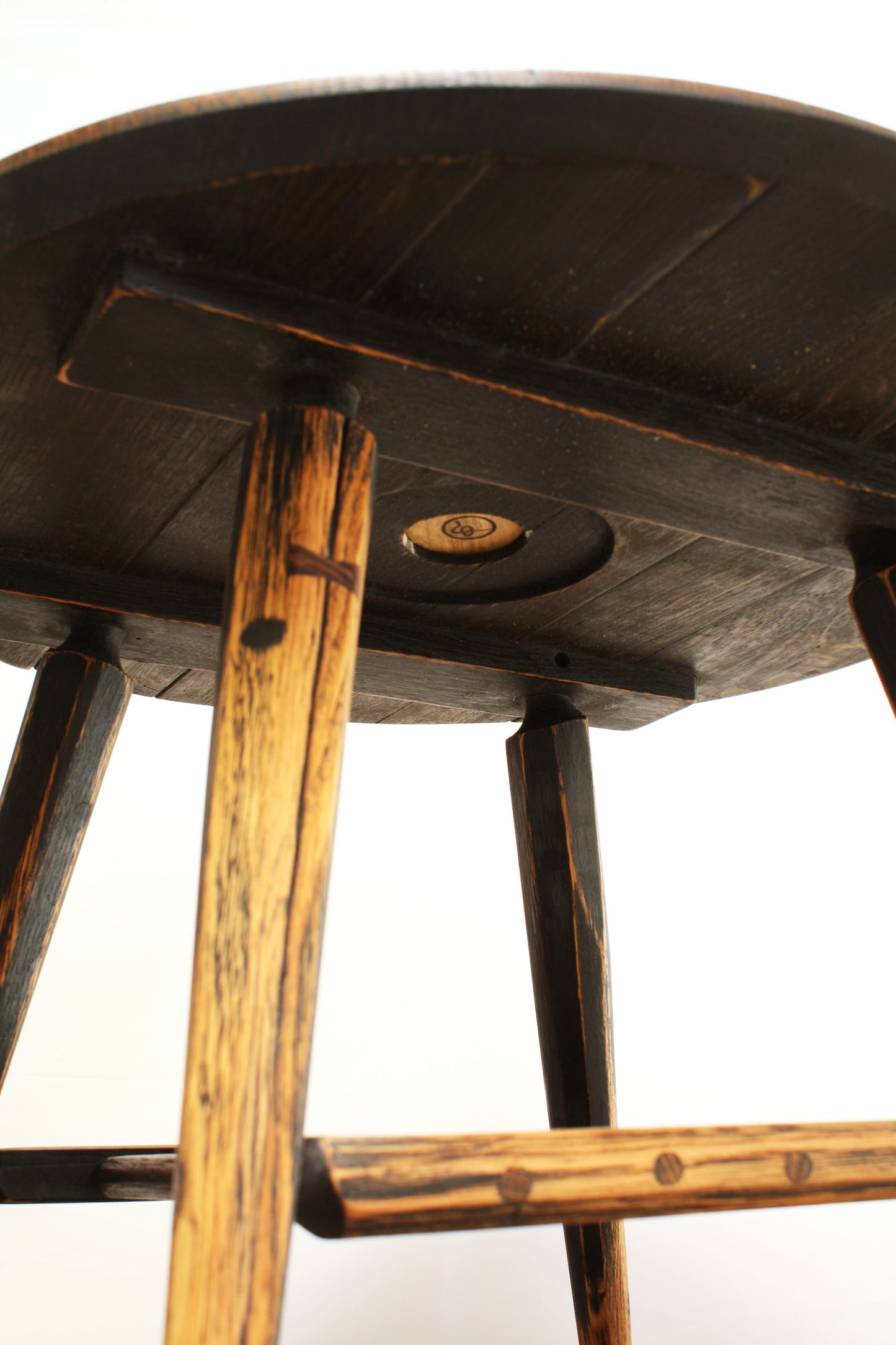 Modern rustic mid-century coffee or side table with traditional joinery and natural grain surface texture