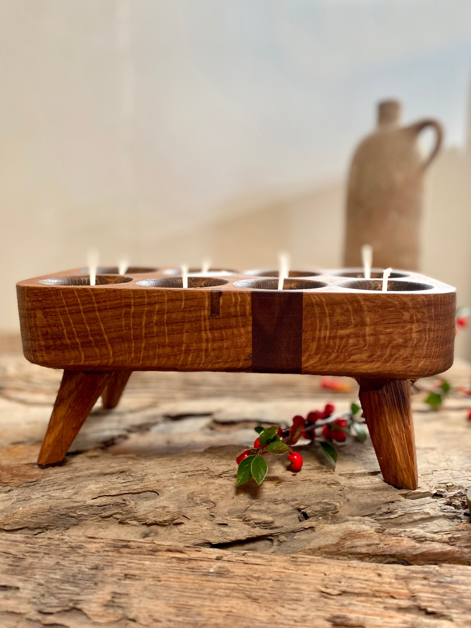 DIY Candle Making Kit with oak holder