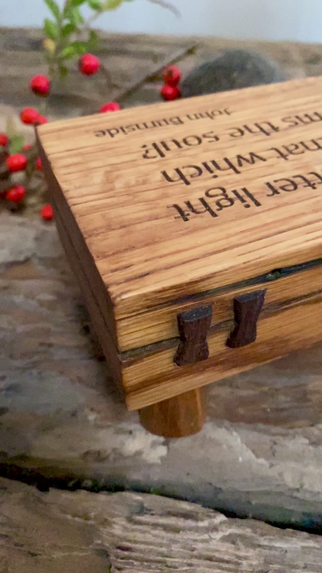 Rustic large tealight candle holder with wellbeing mediative quotation