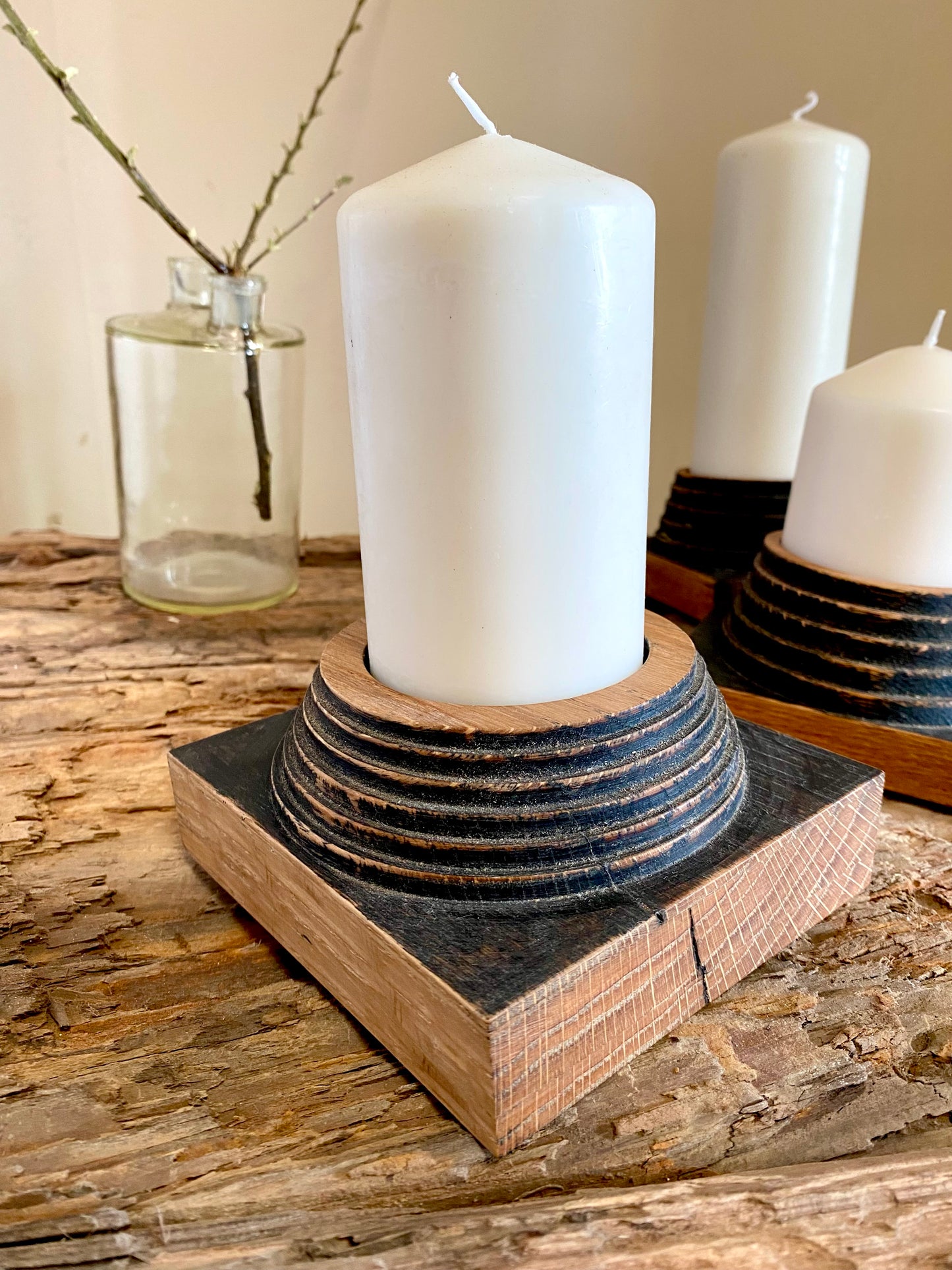 Church candle holder with plinth base