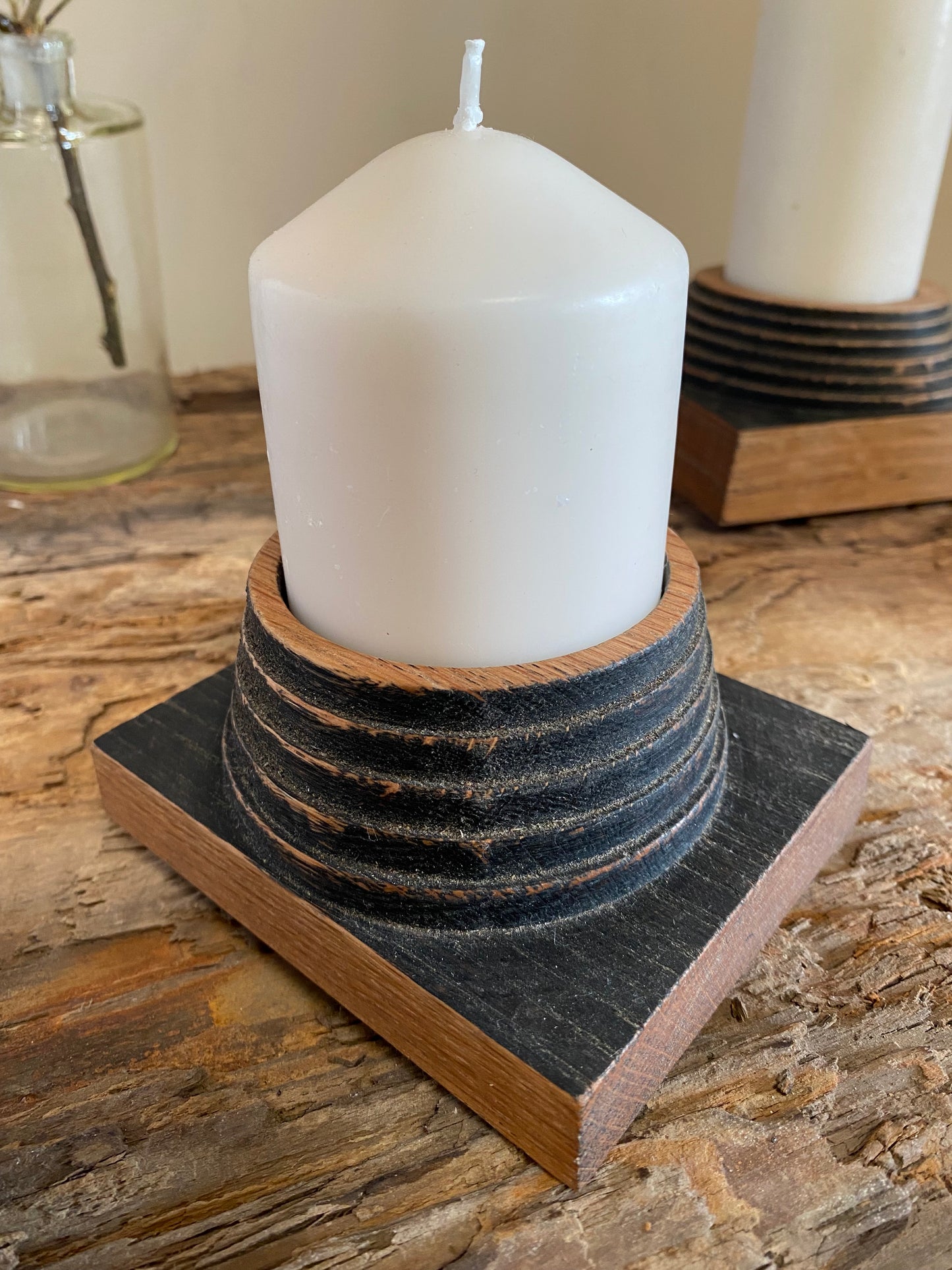 Large church candle holder with plinth base