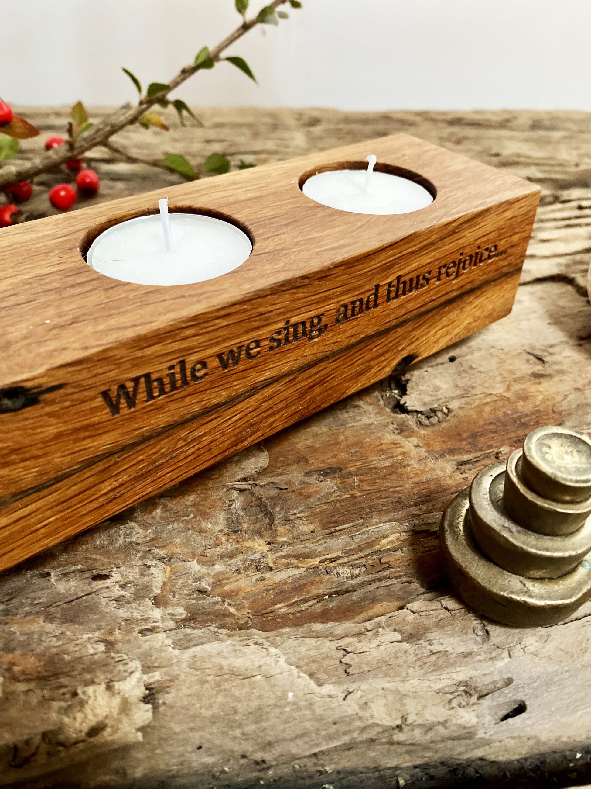 Rjustic tealight holder with poem