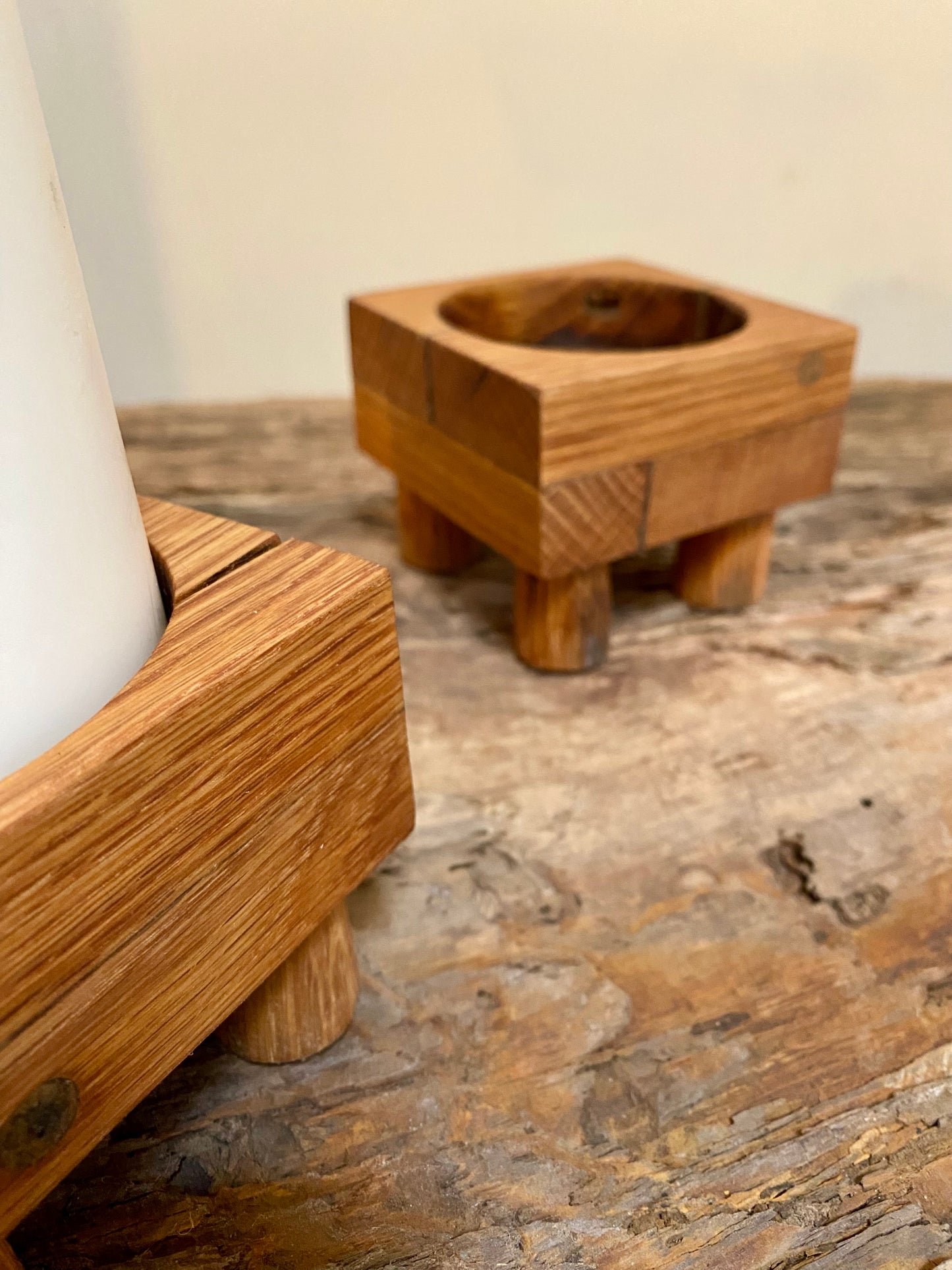 Rustic Oak Candle Holder and 'Church' Candle