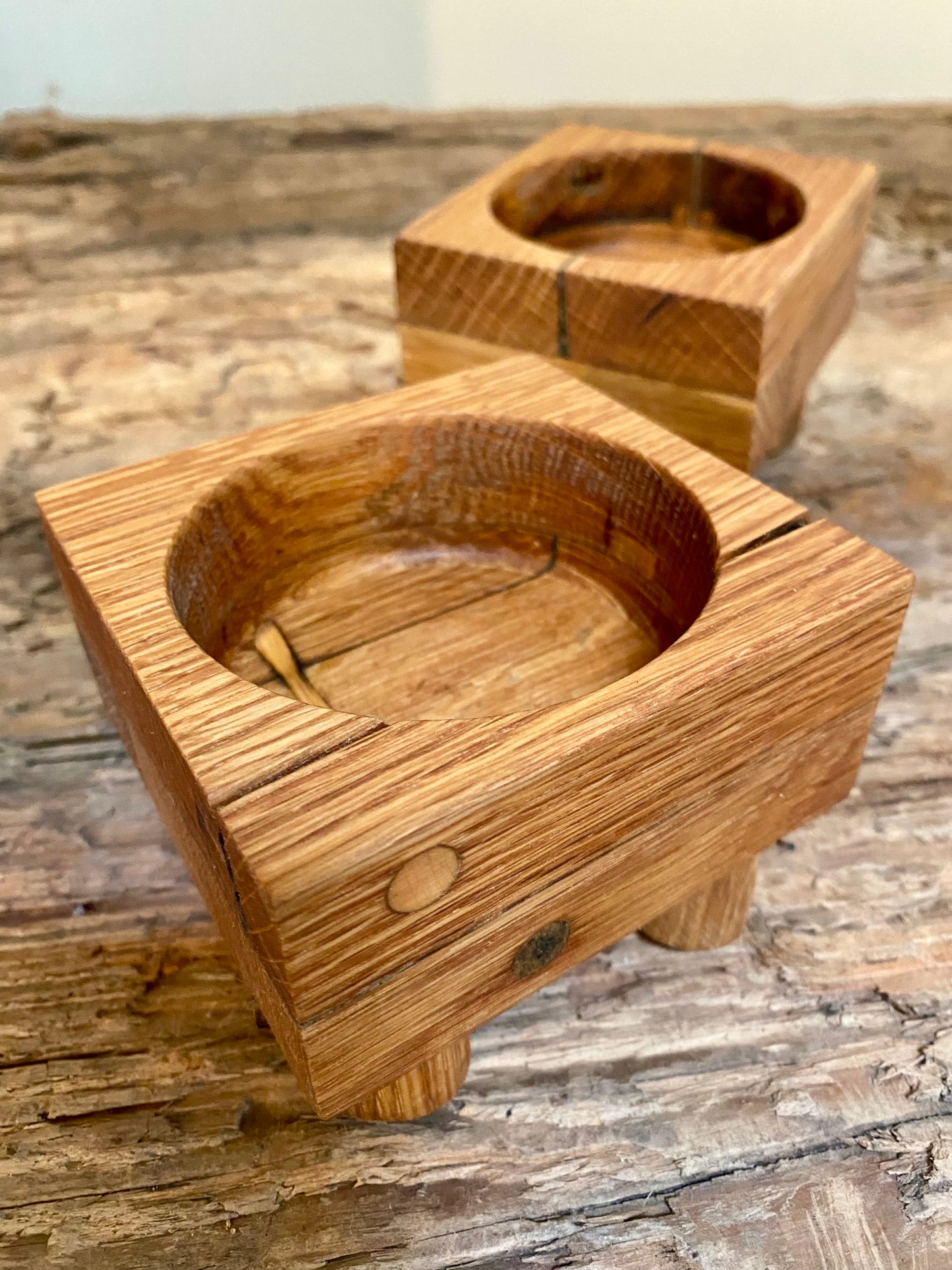 Rustic Oak Candle Holder and 'Church' Candle