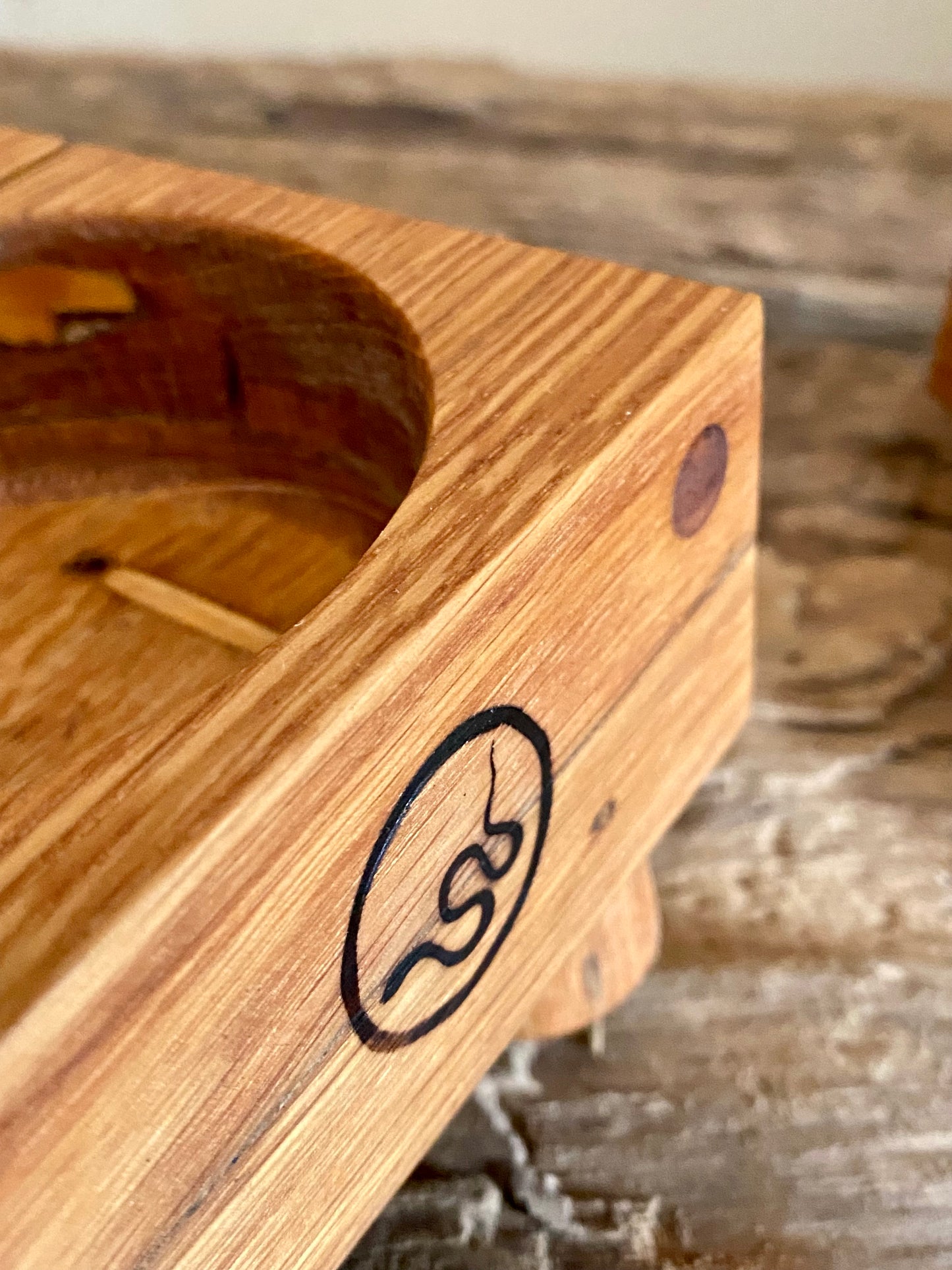 Rustic Oak Candle Holder and 'Church' Candle