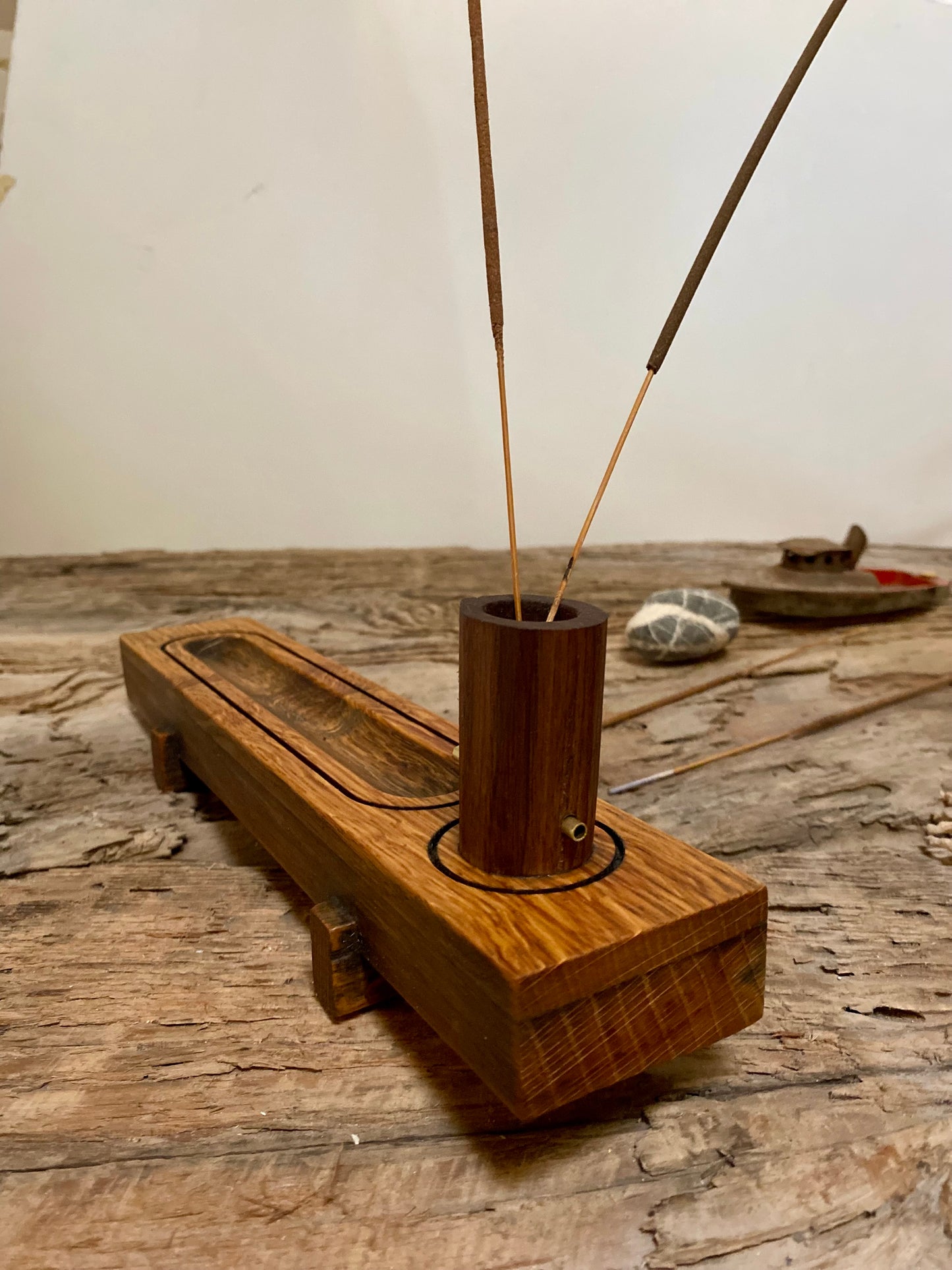 Rustic Oak Incense Stick Holder