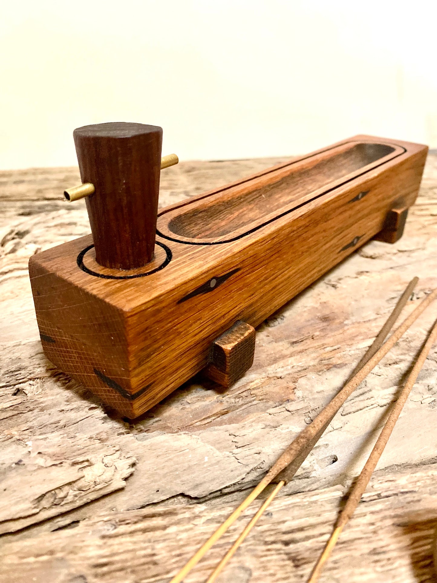 Rustic Oak Incense Stick Holder