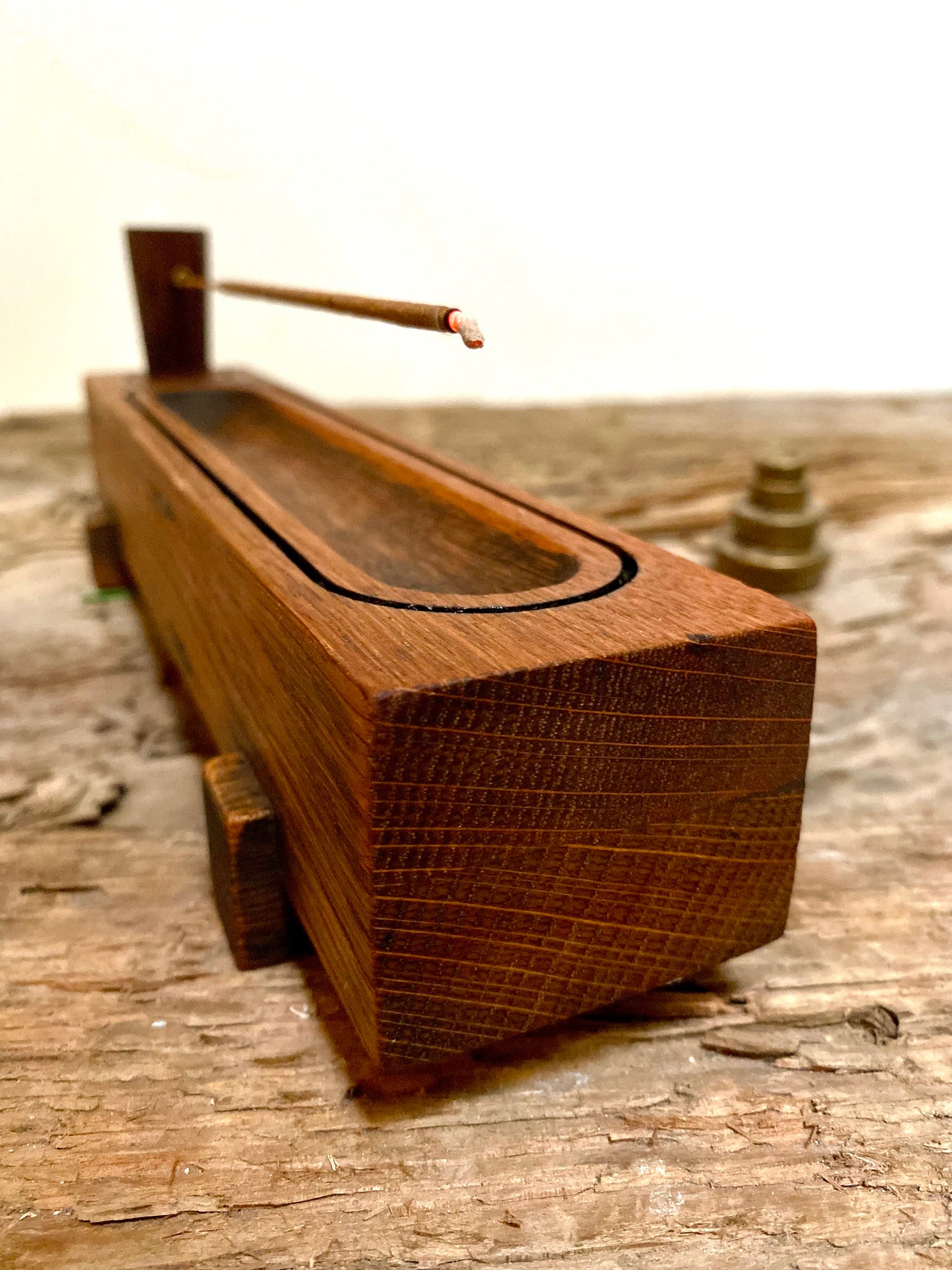 Rustic Oak Incense Stick Holder