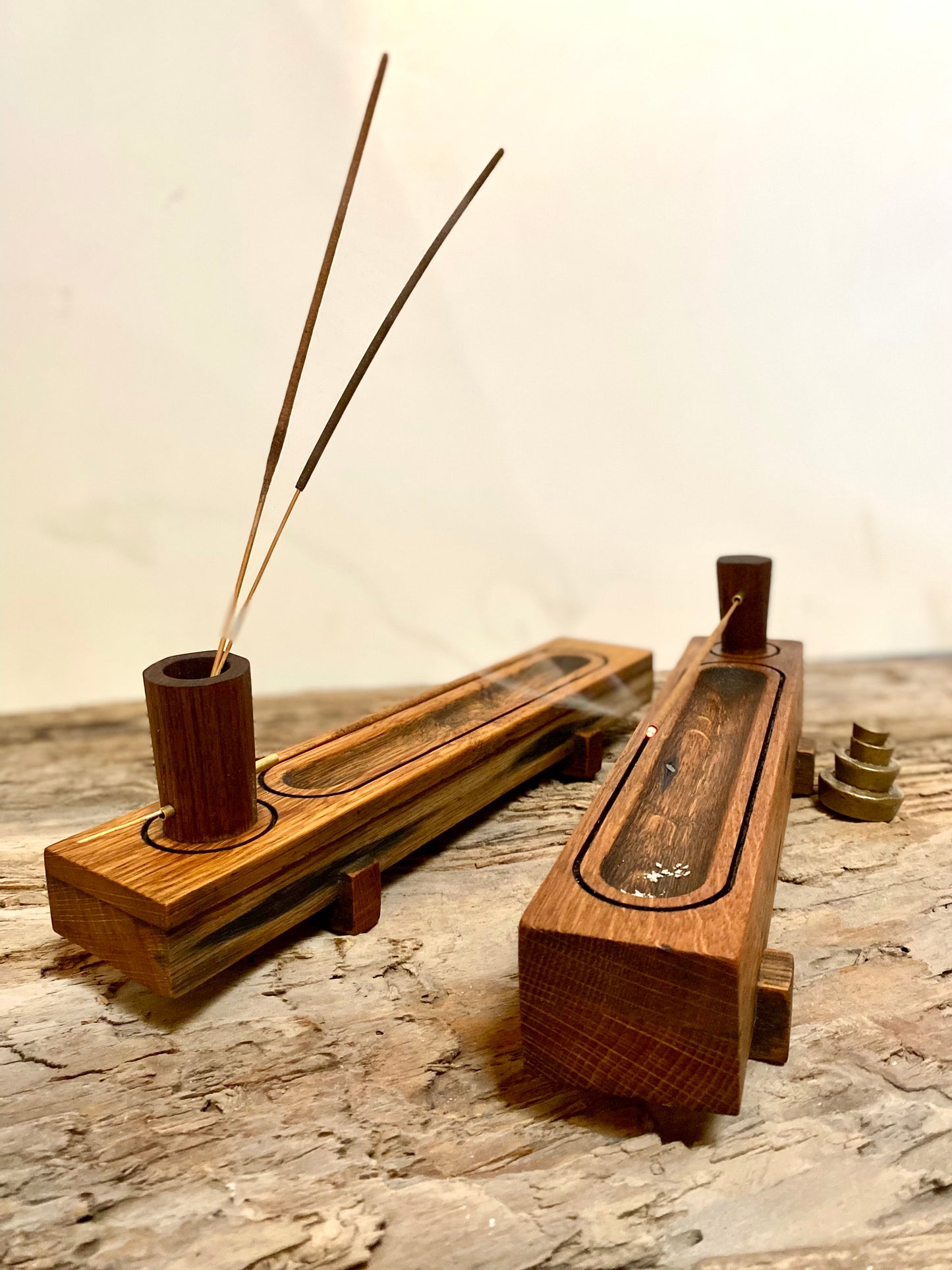 Rustic Oak Incense Stick Holder