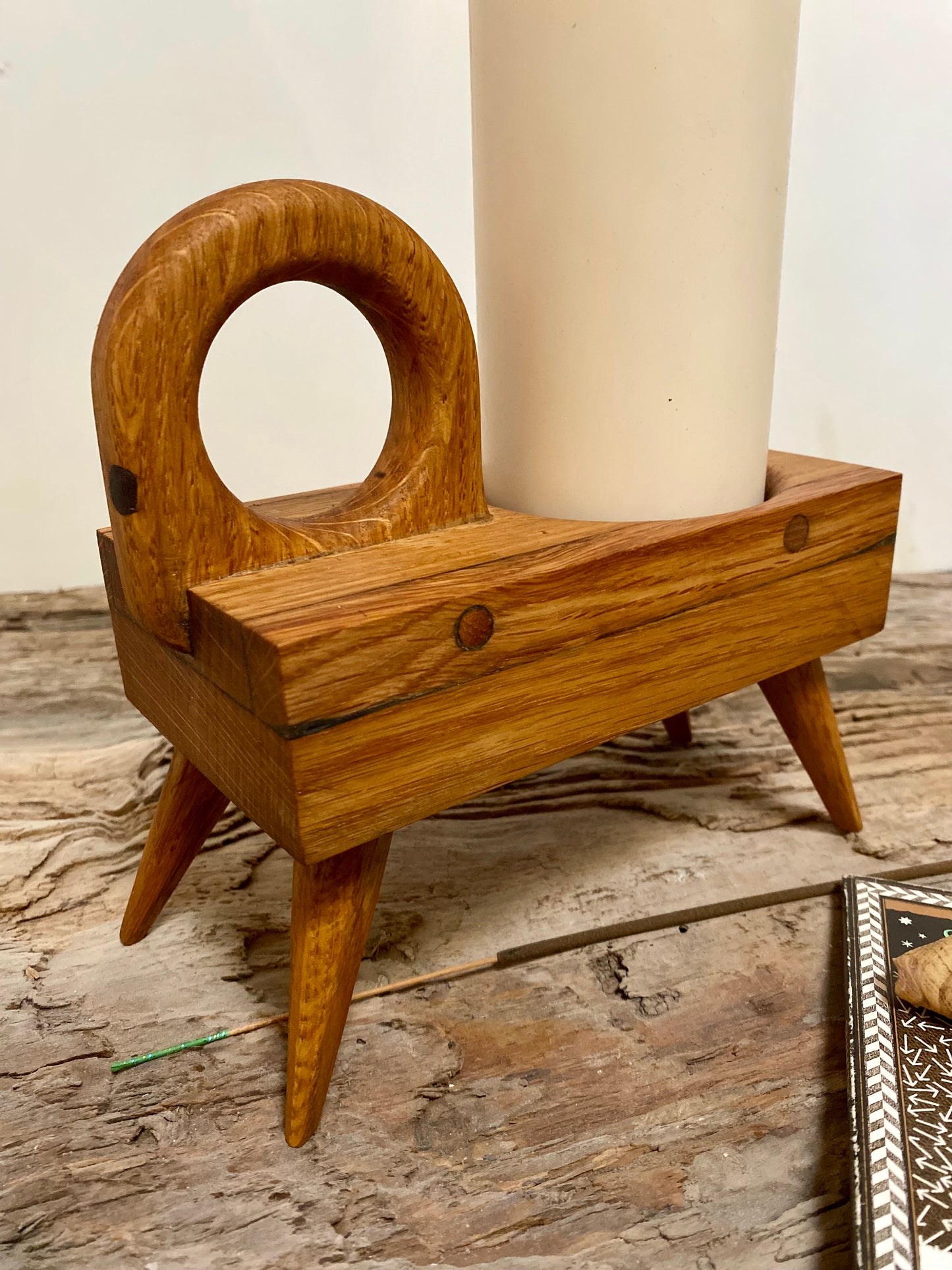 Rustic 'Loop' Oak Candle Holder