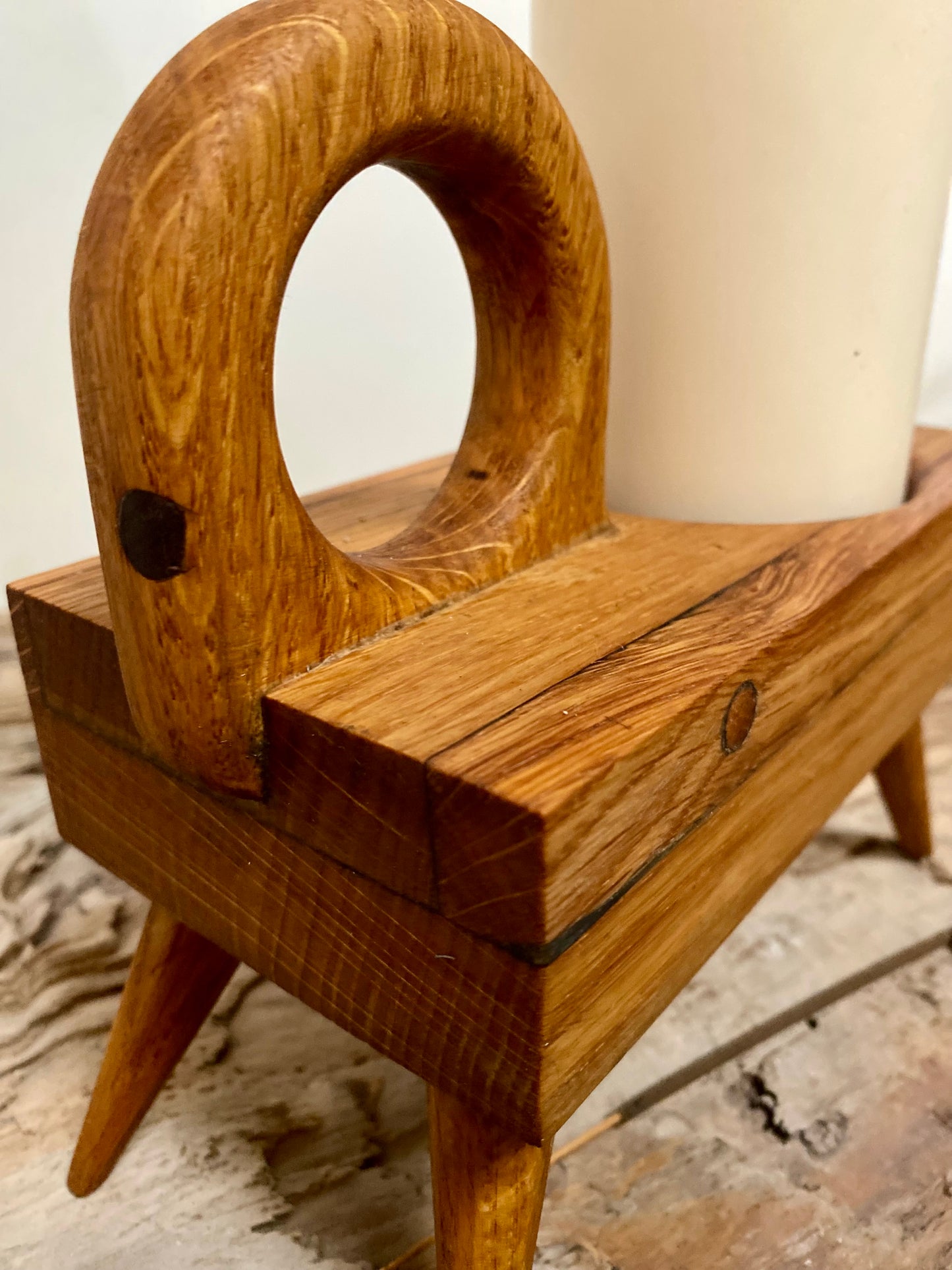 Rustic 'Loop' Oak Candle Holder