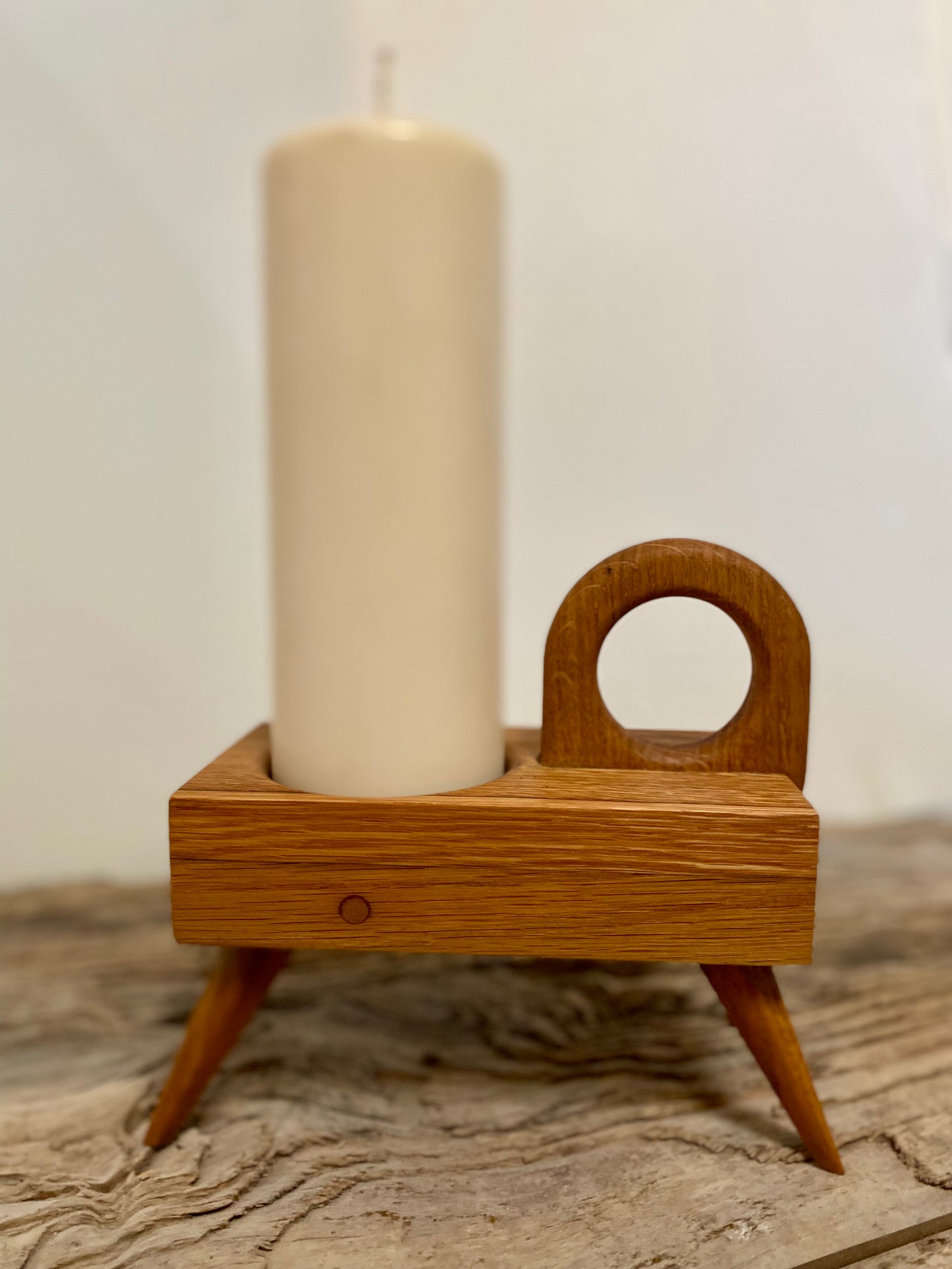 Rustic 'Loop' Oak Candle Holder