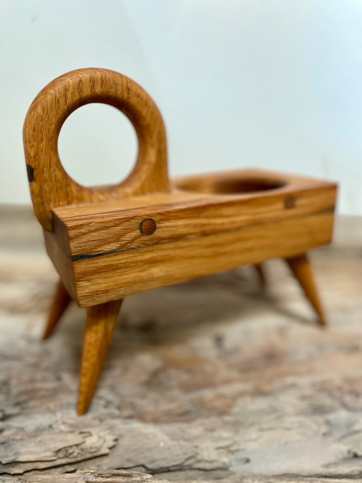 Rustic 'Loop' Oak Candle Holder