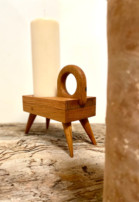 Rustic Oak Candle Holder