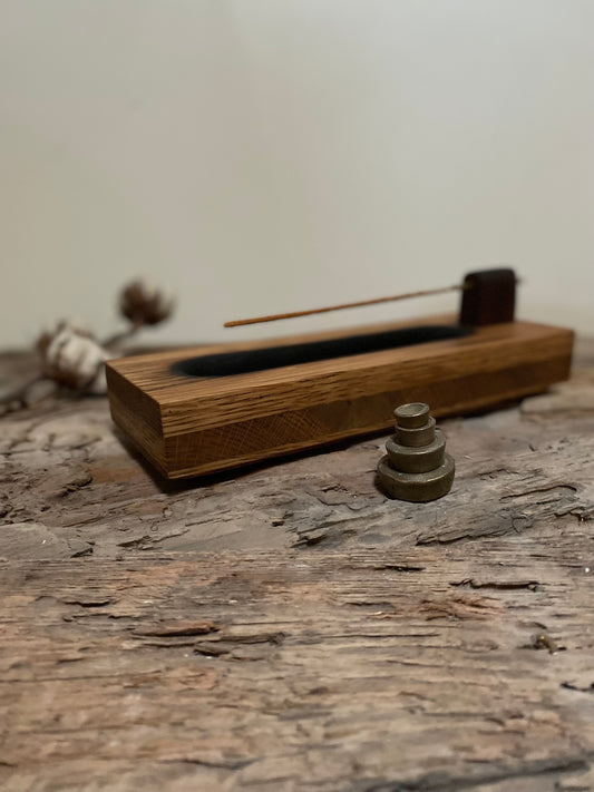 Rustic Oak Incense Stick Holder