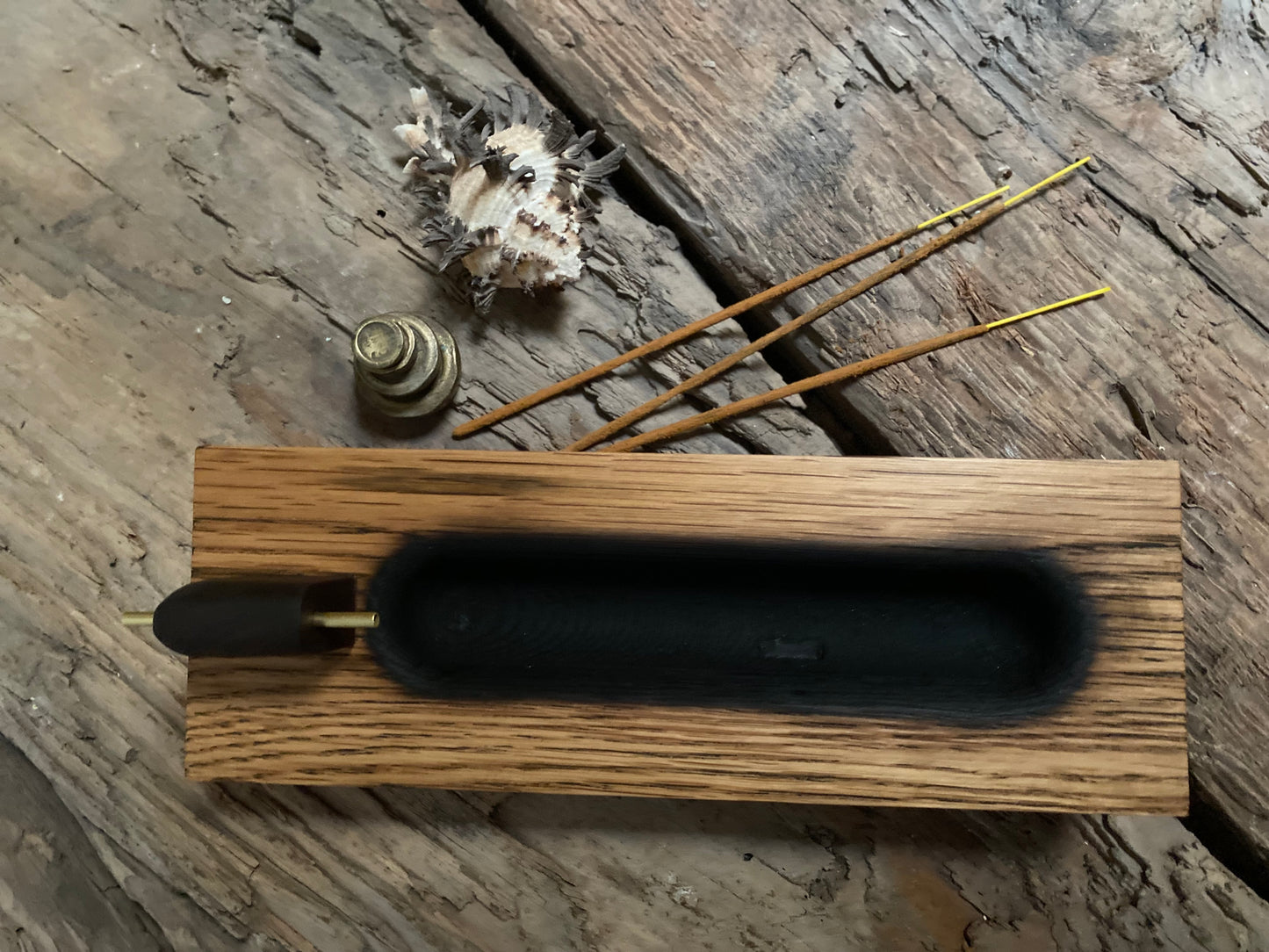 Rustic Oak Incense Stick Holder