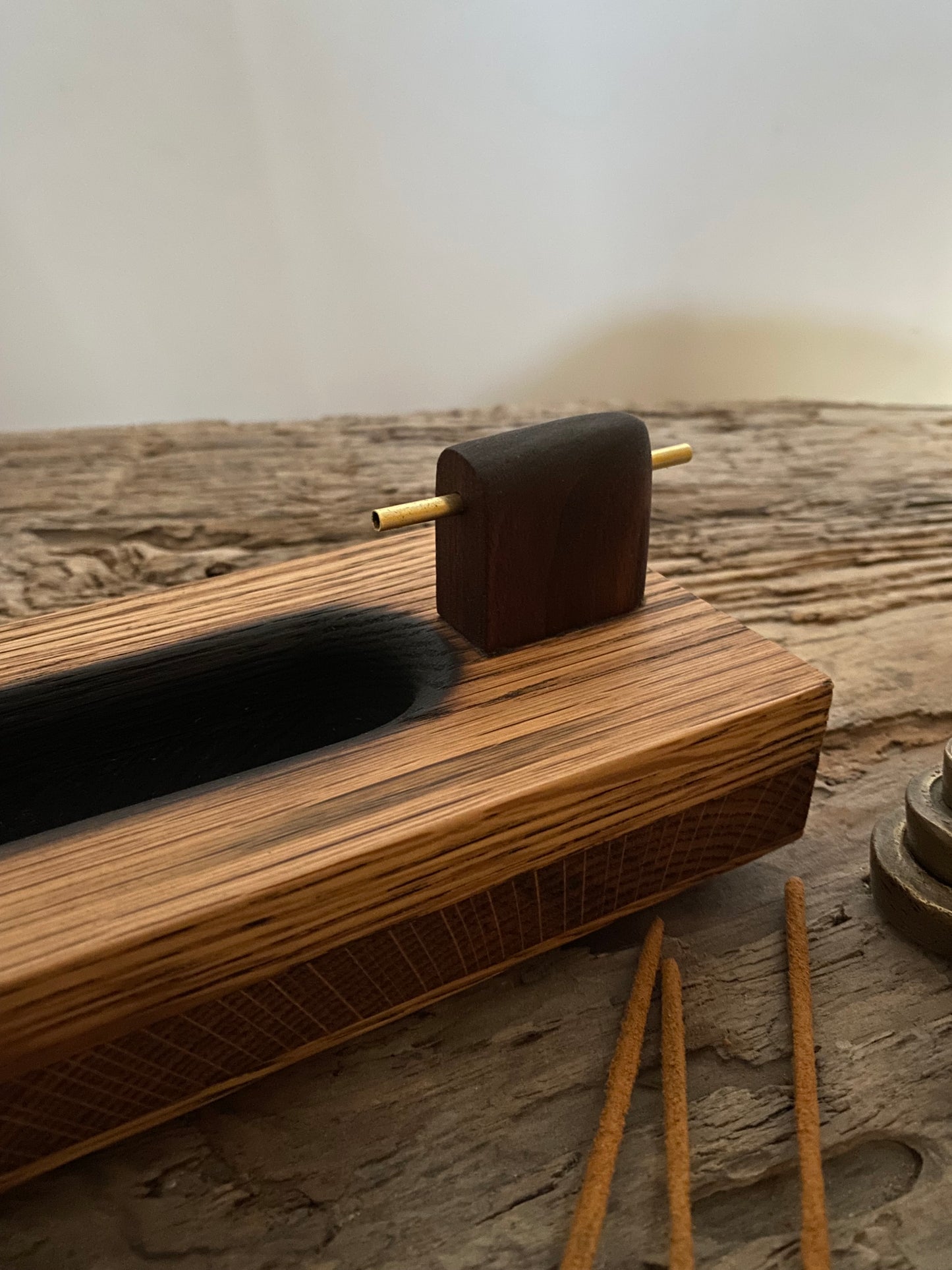 Rustic Oak Incense Stick Holder