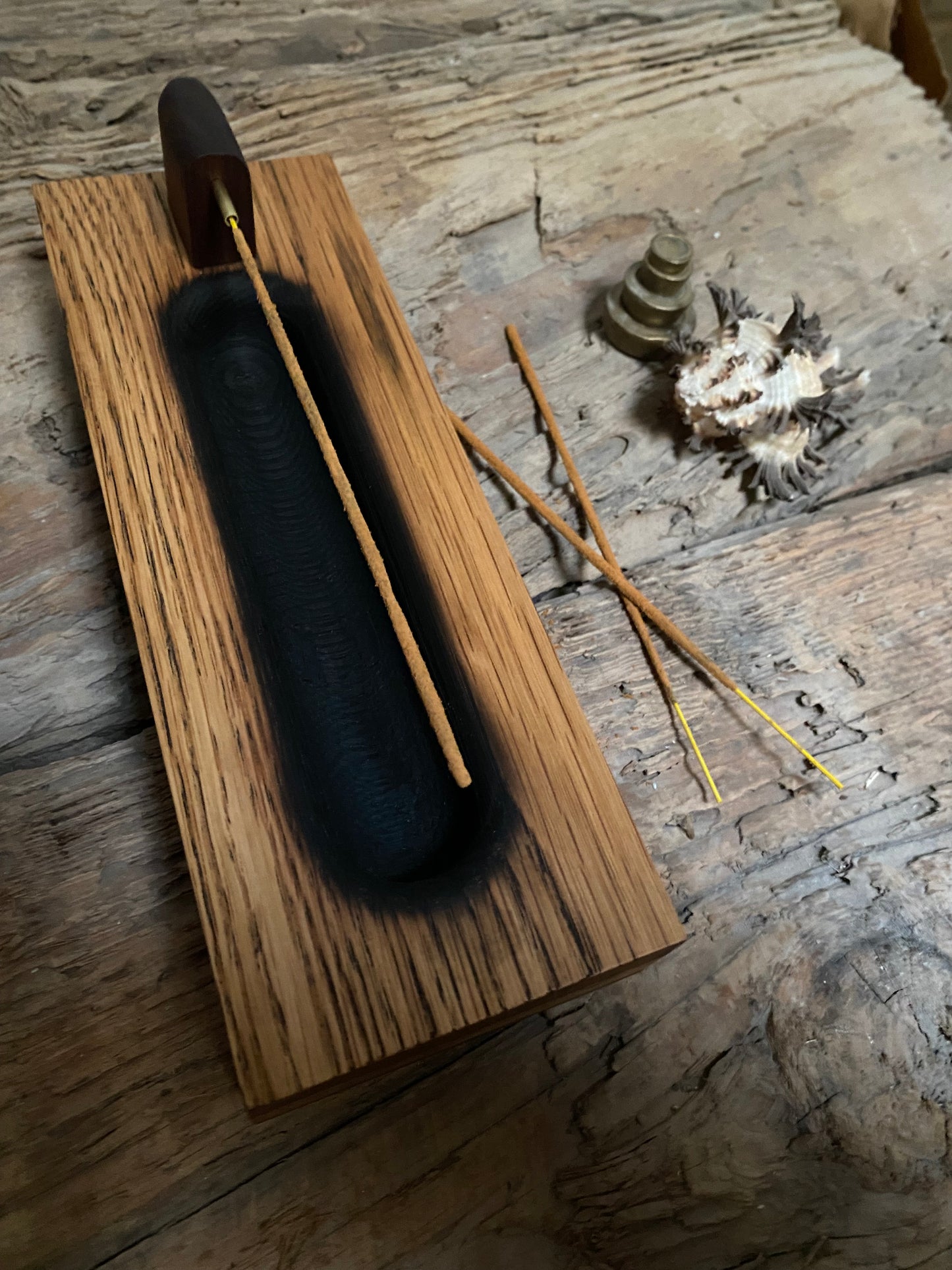 Rustic Oak Incense Stick Holder