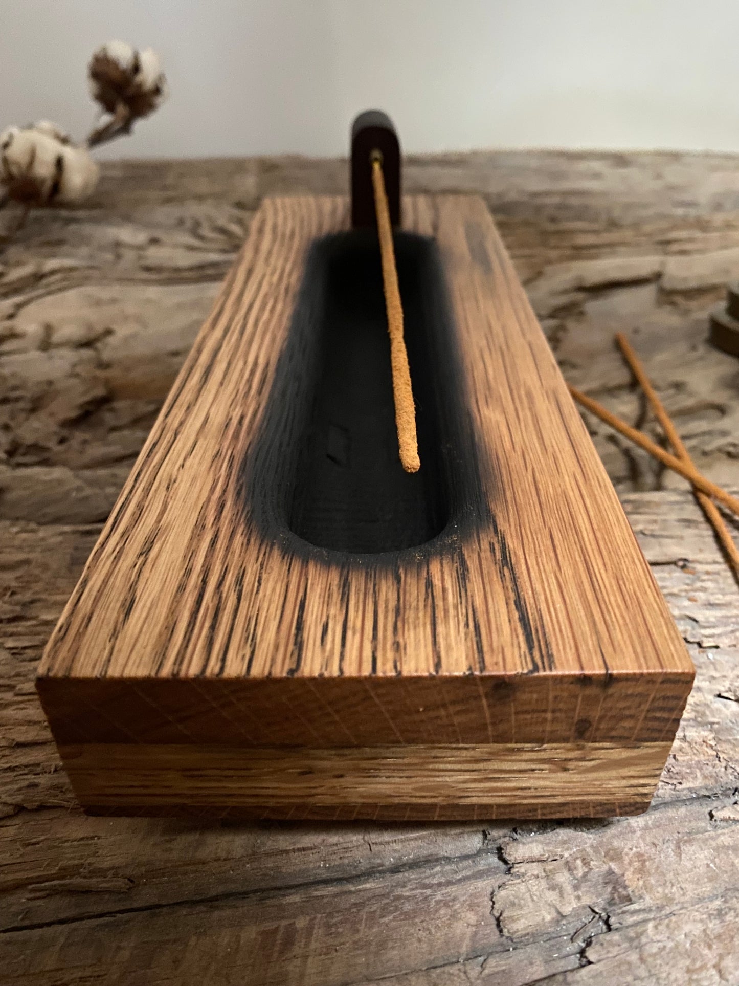 Rustic Oak Incense Stick Holder