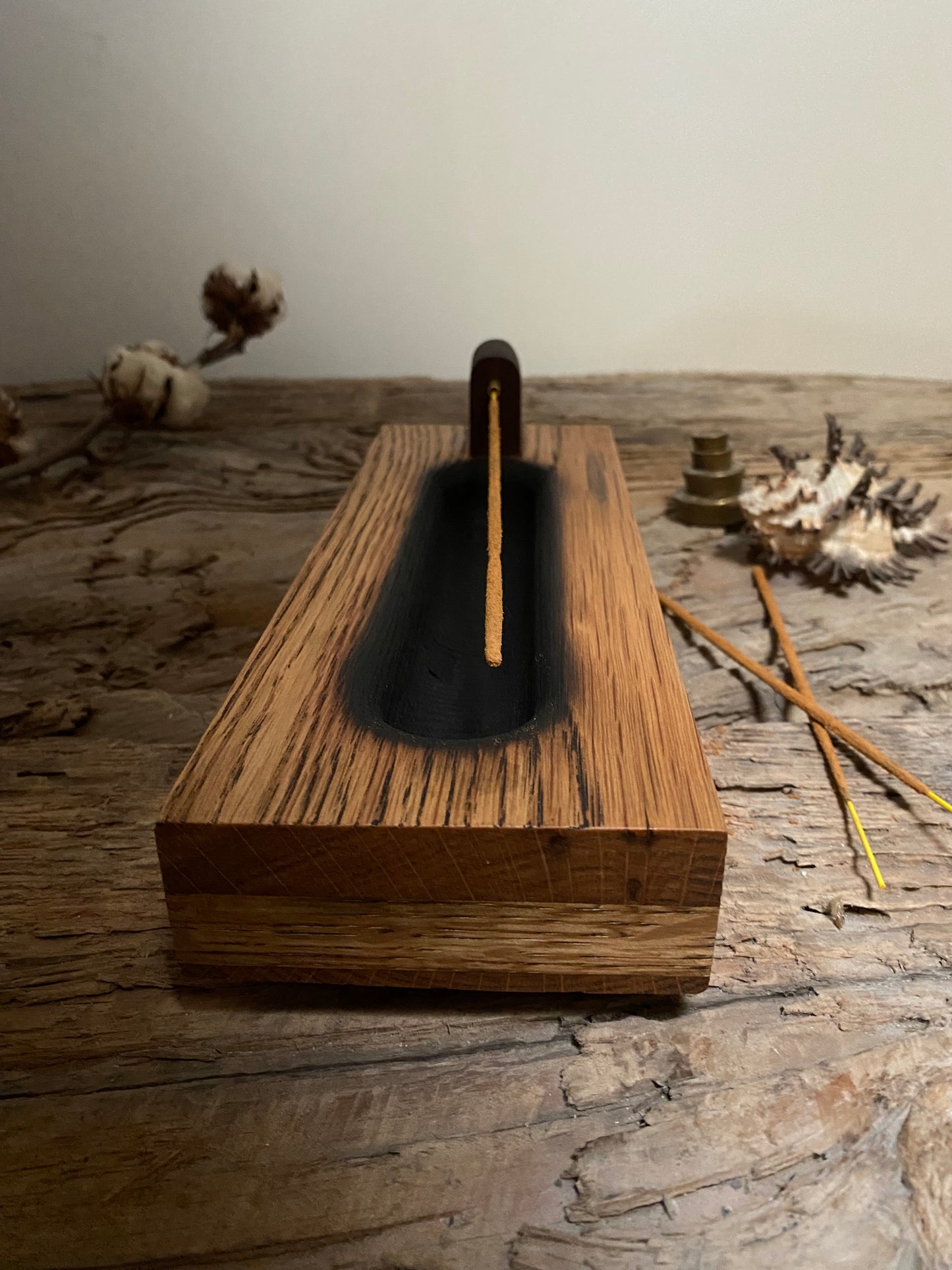 Rustic Oak Incense Stick Holder