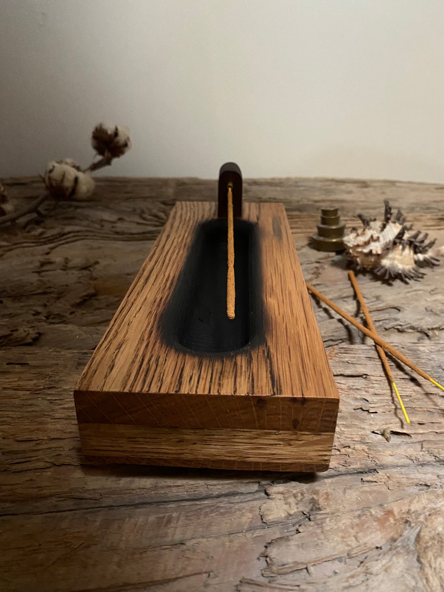 Rustic Oak Incense Stick Holder