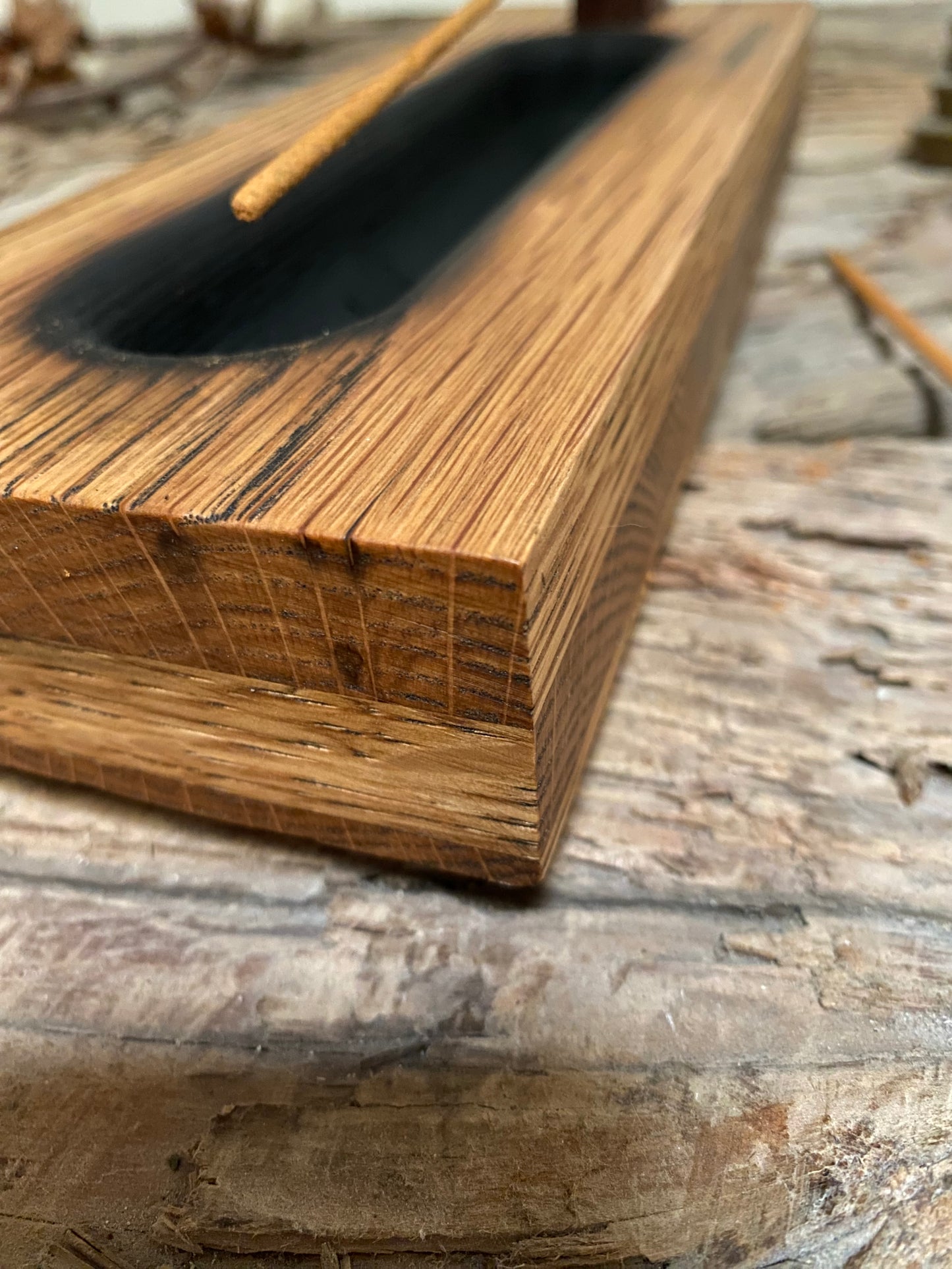 Rustic Oak Incense Stick Holder