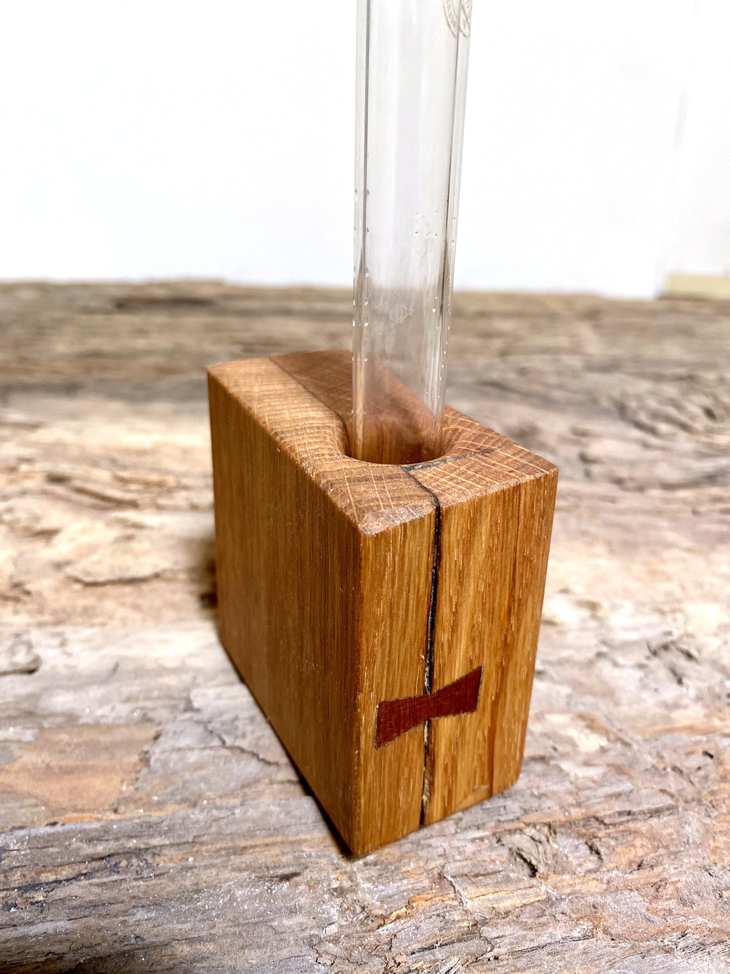 Oak Test Tube Flower Display Vase