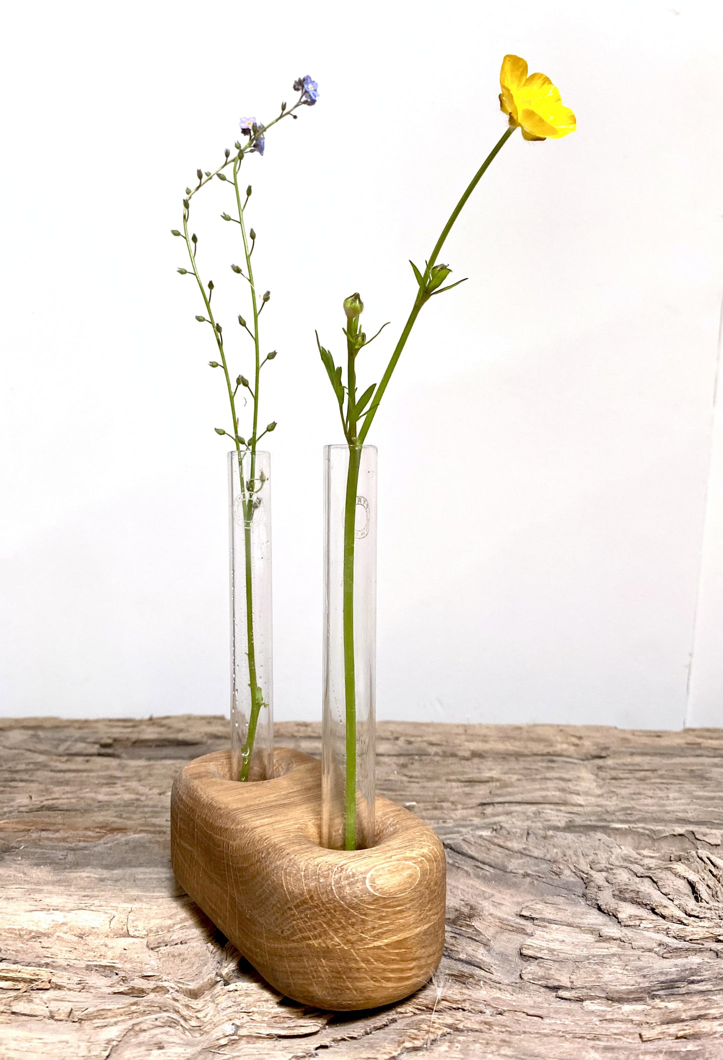 Oak Test Tube Flower Display Vase