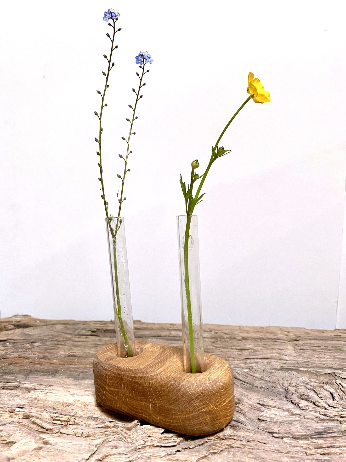 Oak Test Tube Flower Display Vase