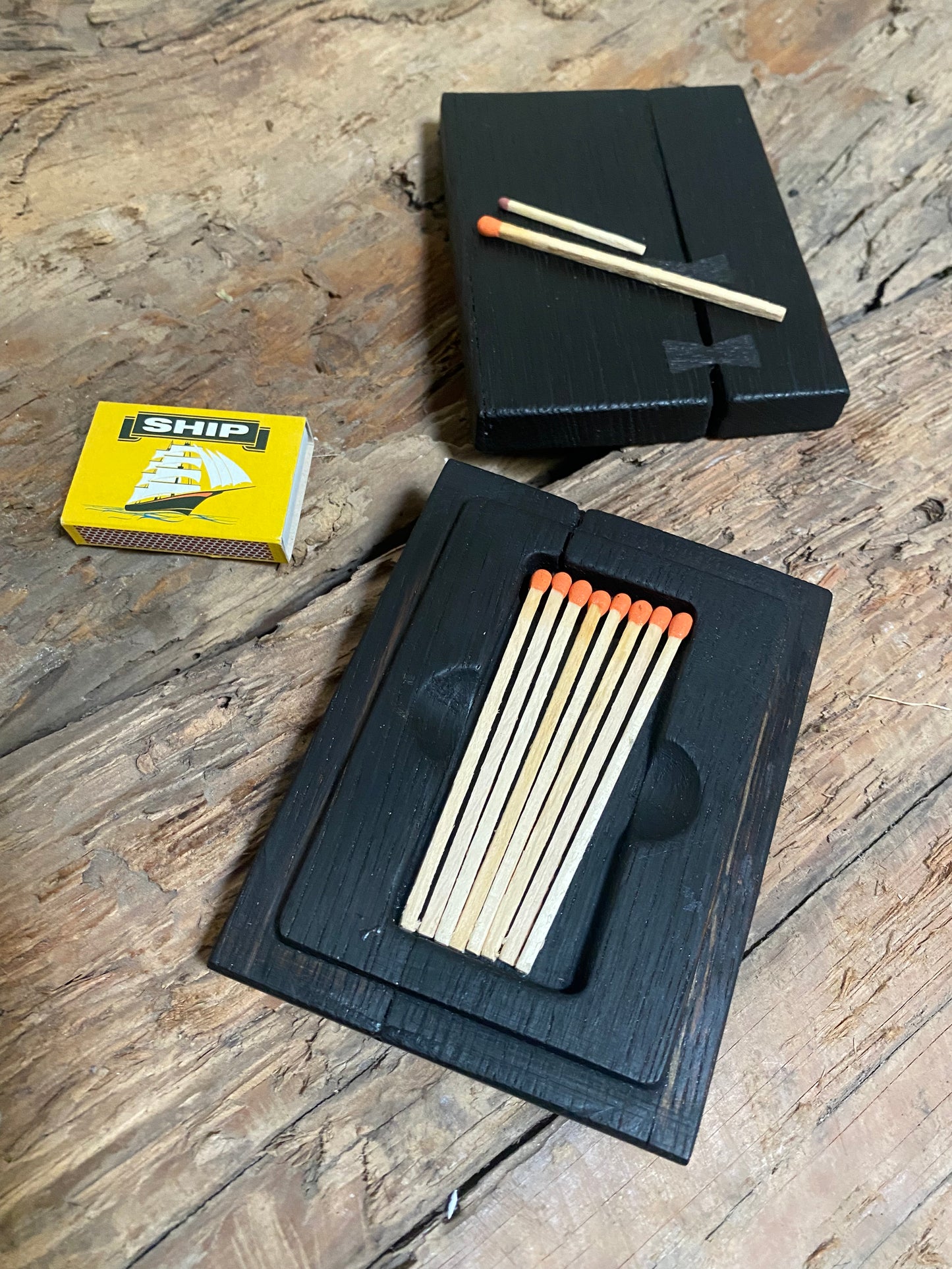 Black Oak Matchbox Chest