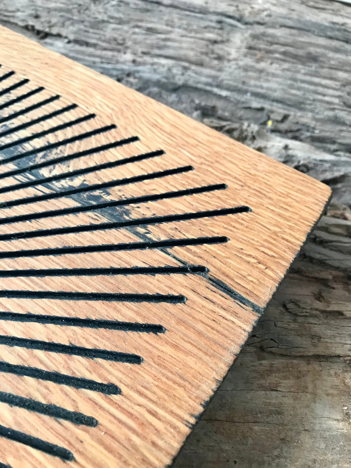 Reclaimed Oak Statement Wall Mirror - Triangle Starburst