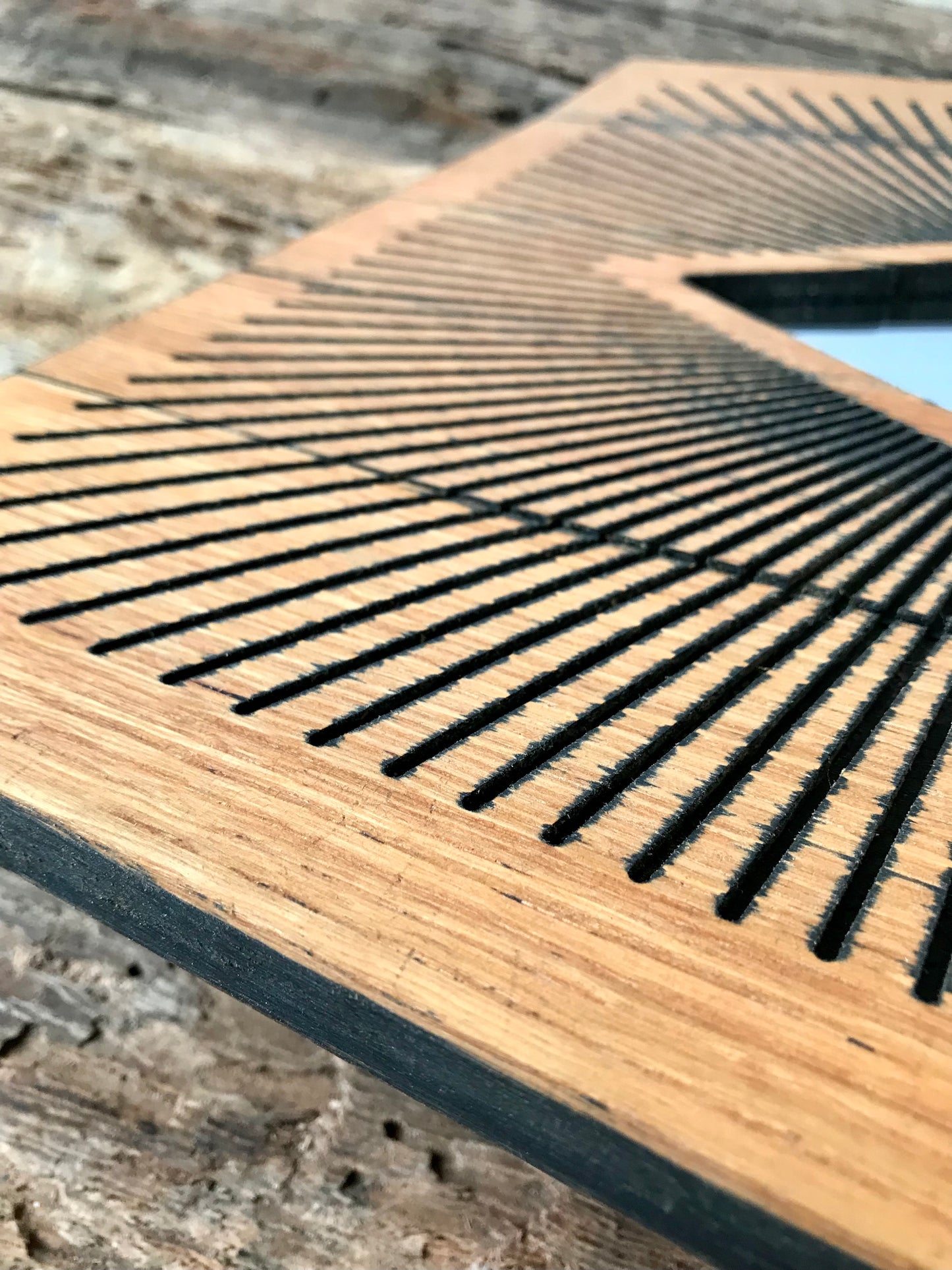 Reclaimed Oak Statement Wall Mirror - Triangle Starburst