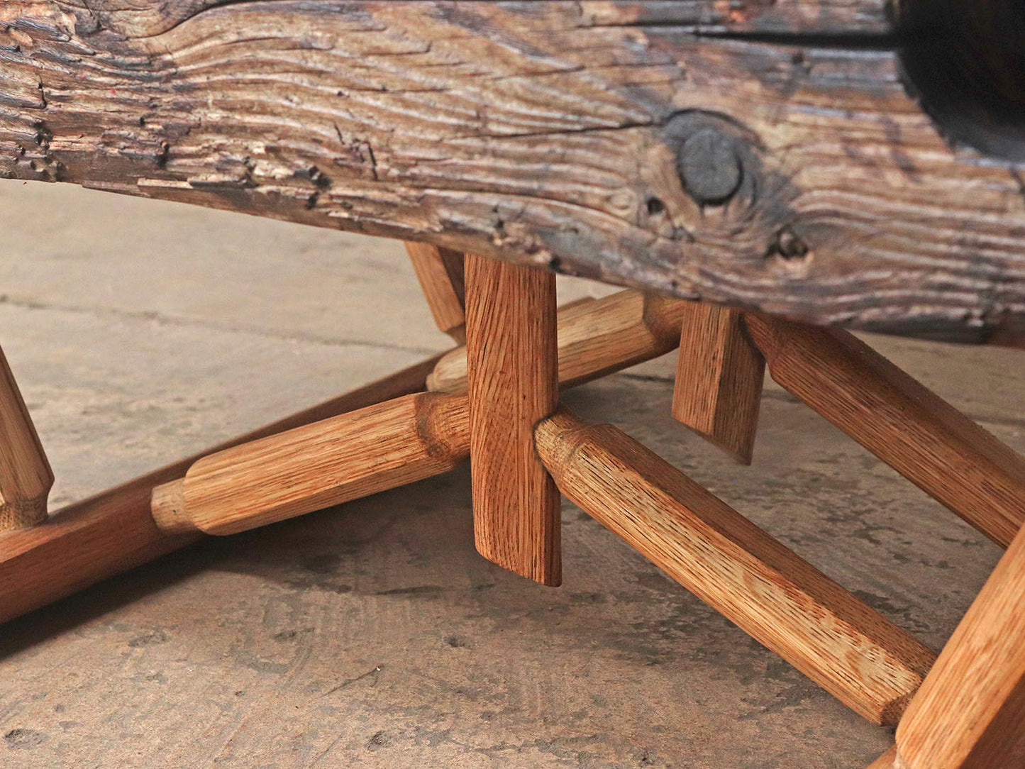 Innovative oak table legs configured and crafted withy tranditional woodworking techniques