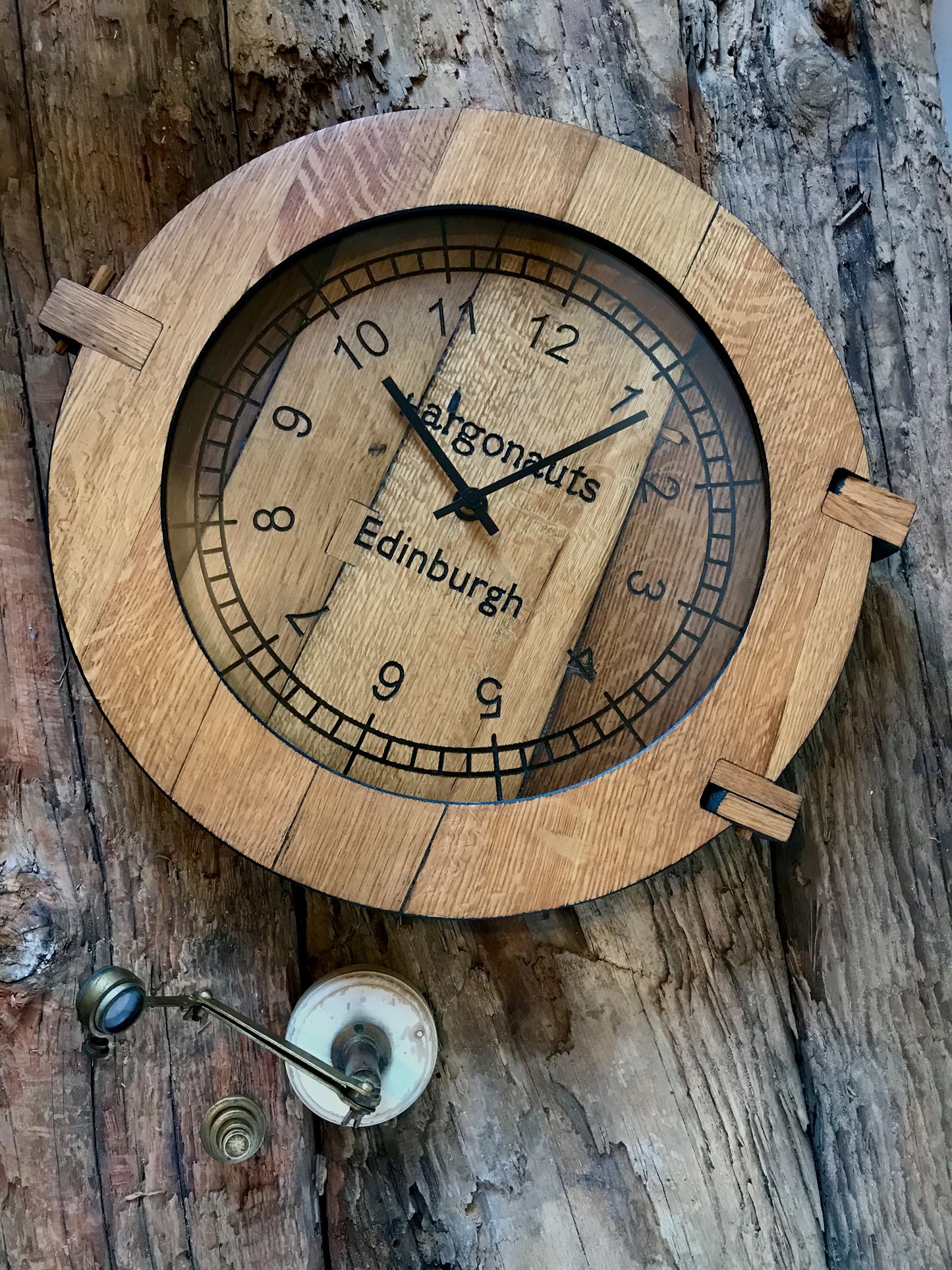 rustic oak wall clock brimming with country farmhouse textures and natural character