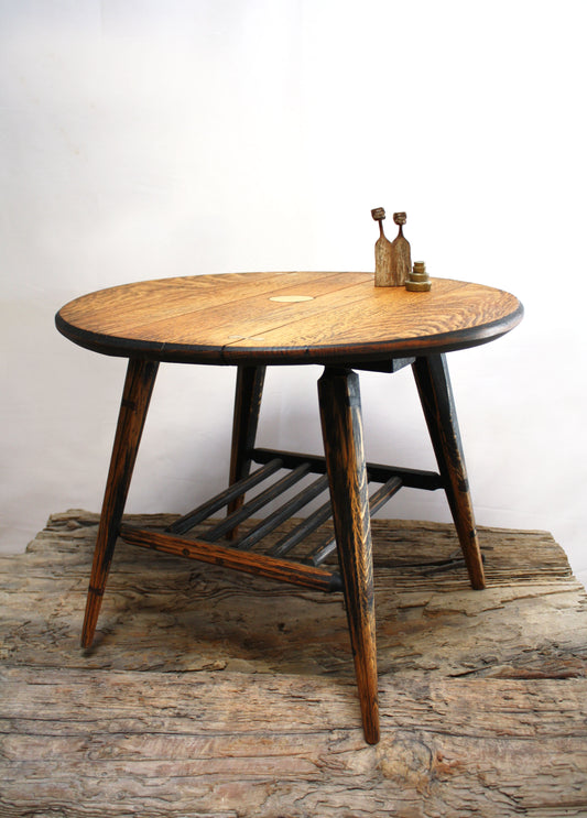 Modern rustic mid-century coffee or side table with traditional joinery and natural grain surface texture